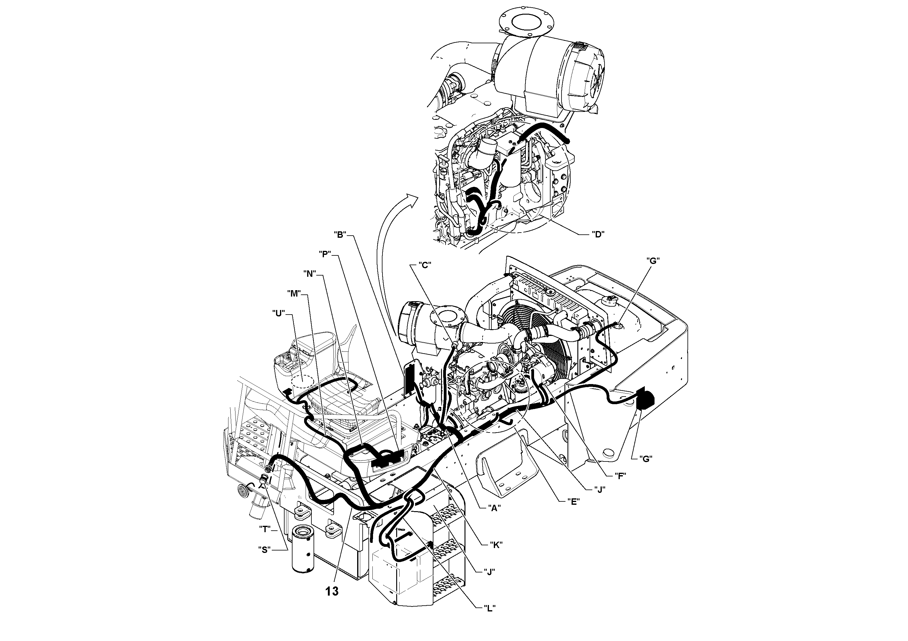 Схема запчастей Volvo SD115D/SD115F S/N 23273 - - 76009 Cable Harness Installation 