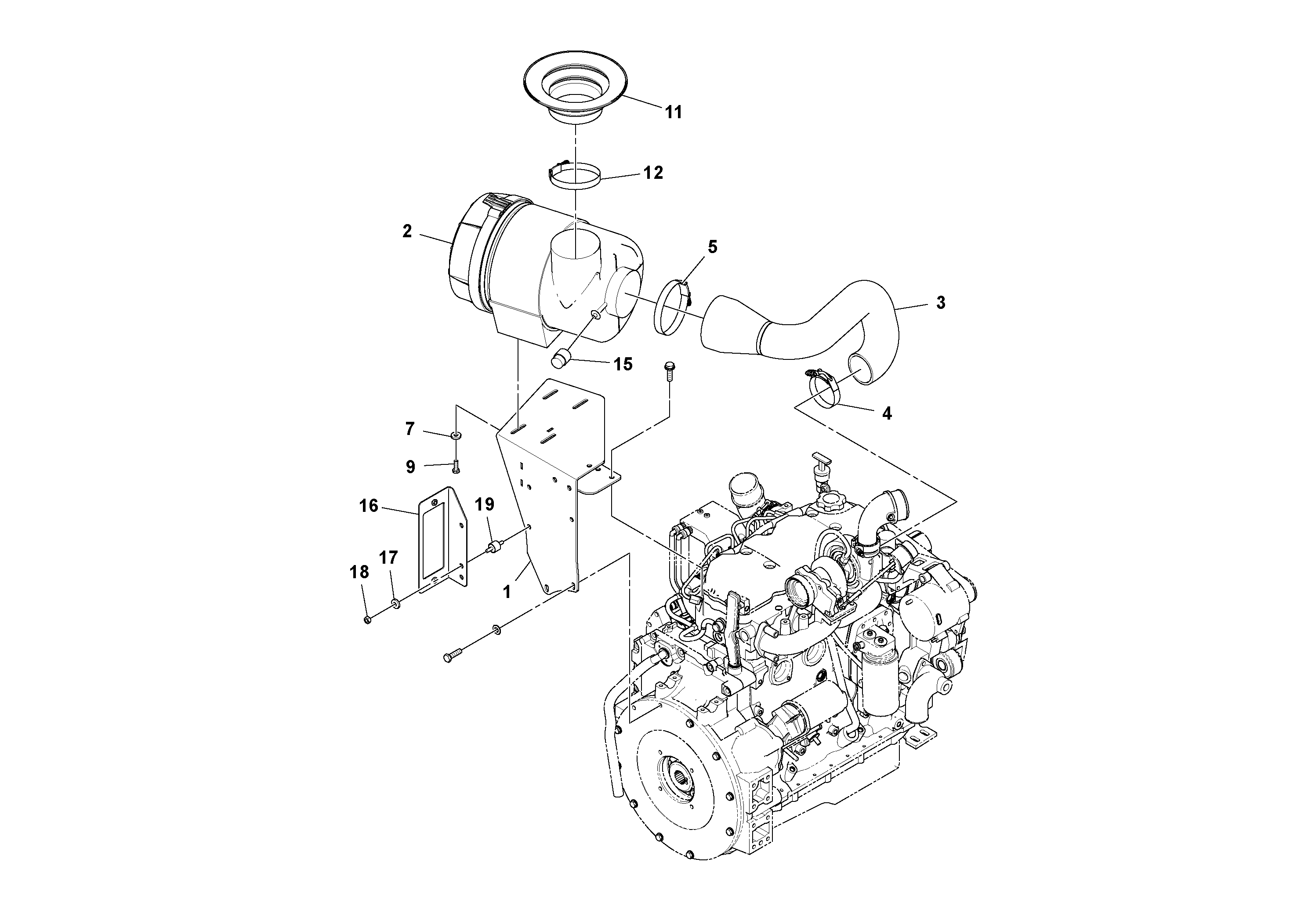 Схема запчастей Volvo SD130D/DX/F S/N 600012 - - 89739 Air cleaner installation 