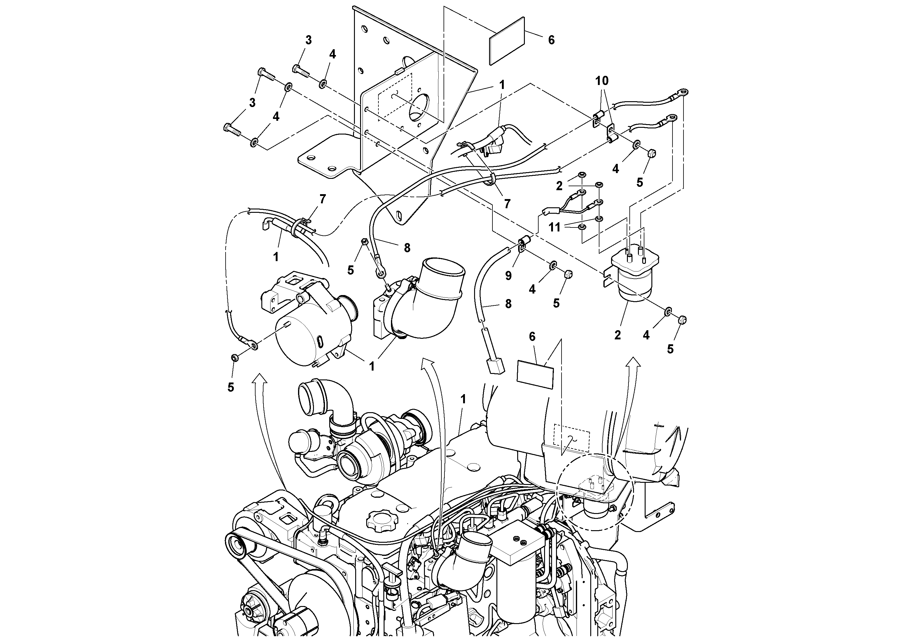 Схема запчастей Volvo SD130D/DX/F S/N 600012 - - 82413 Grid Heater Installation 