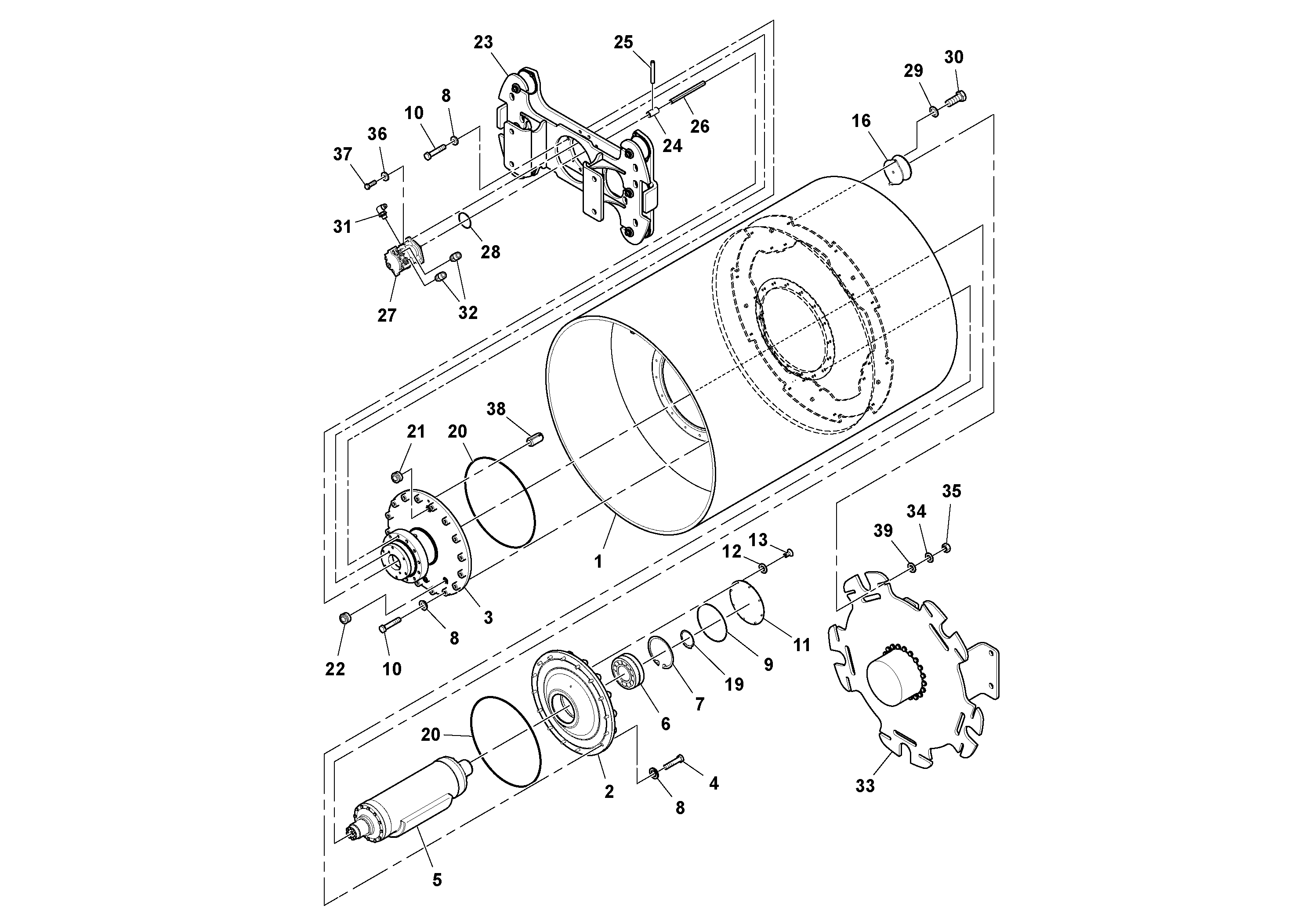 Схема запчастей Volvo SD130D/DX/F S/N 600012 - - 99747 Drum Assembly 