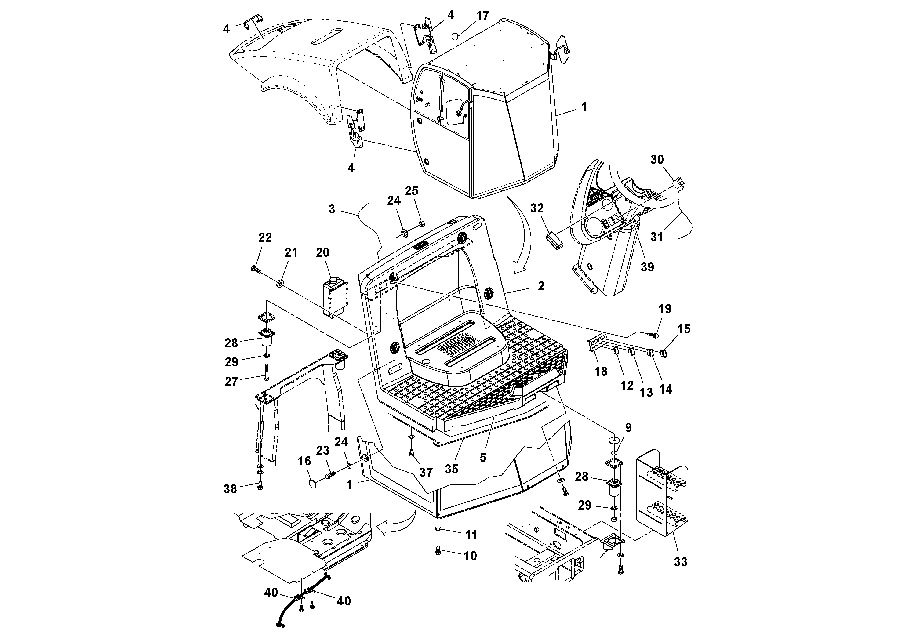 Схема запчастей Volvo SD130D/DX/F S/N 600012 - - 85046 Pre-cab with Heat and A/C Installation 