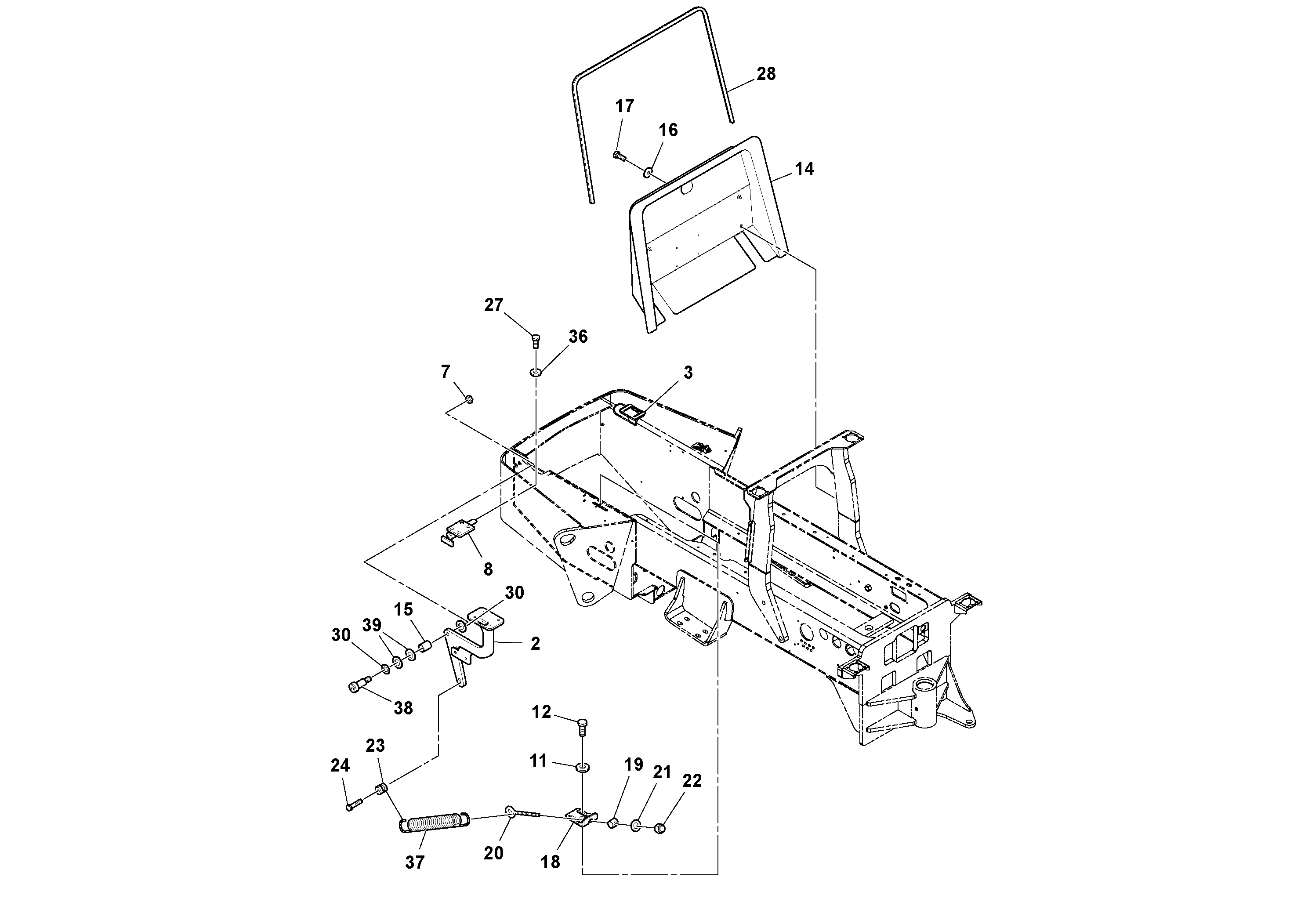 Схема запчастей Volvo SD130D/DX/F S/N 600012 - - 106982 Hood Installation 