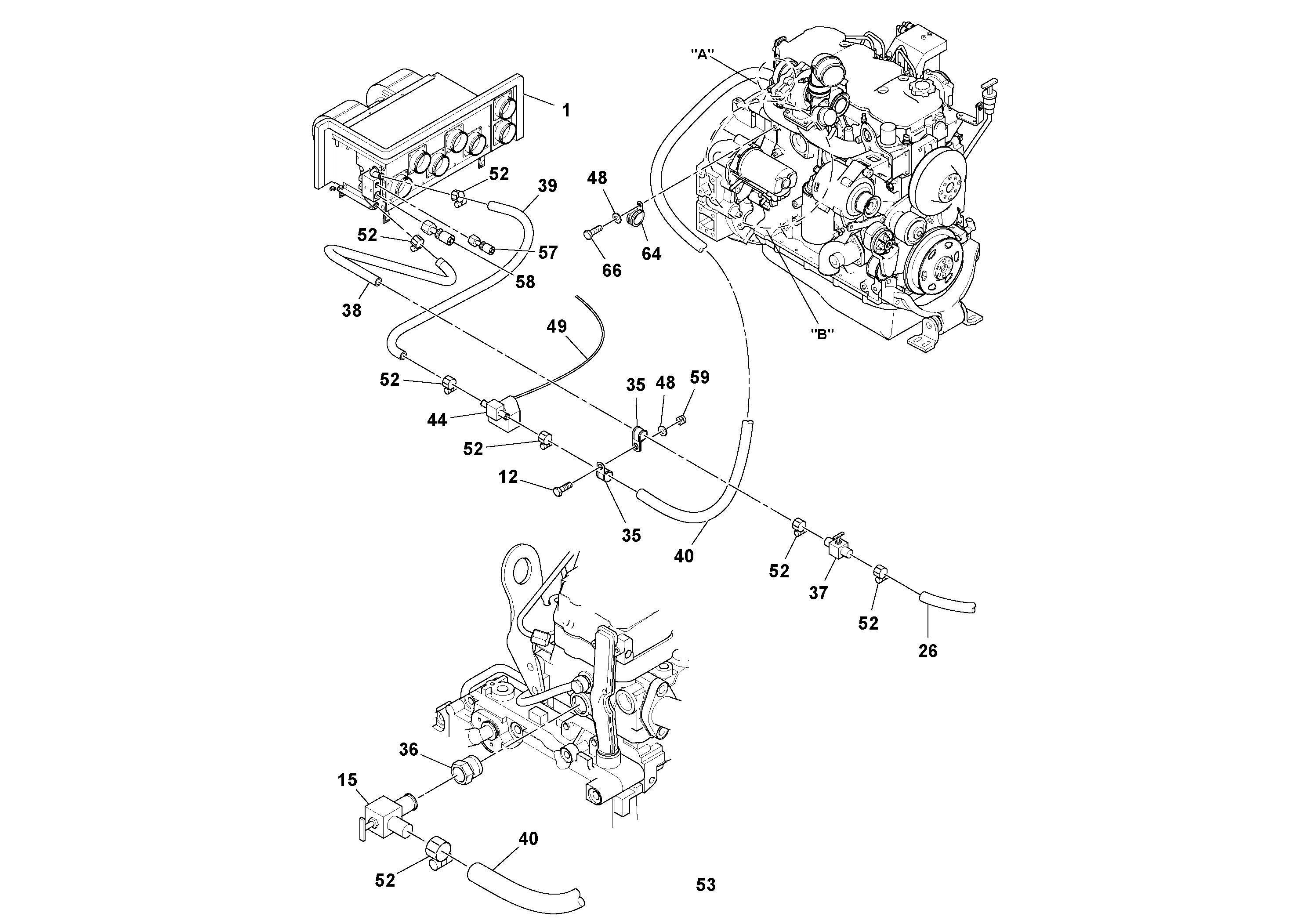 Схема запчастей Volvo SD130D/DX/F S/N 600012 - - 86816 Heater Installation 