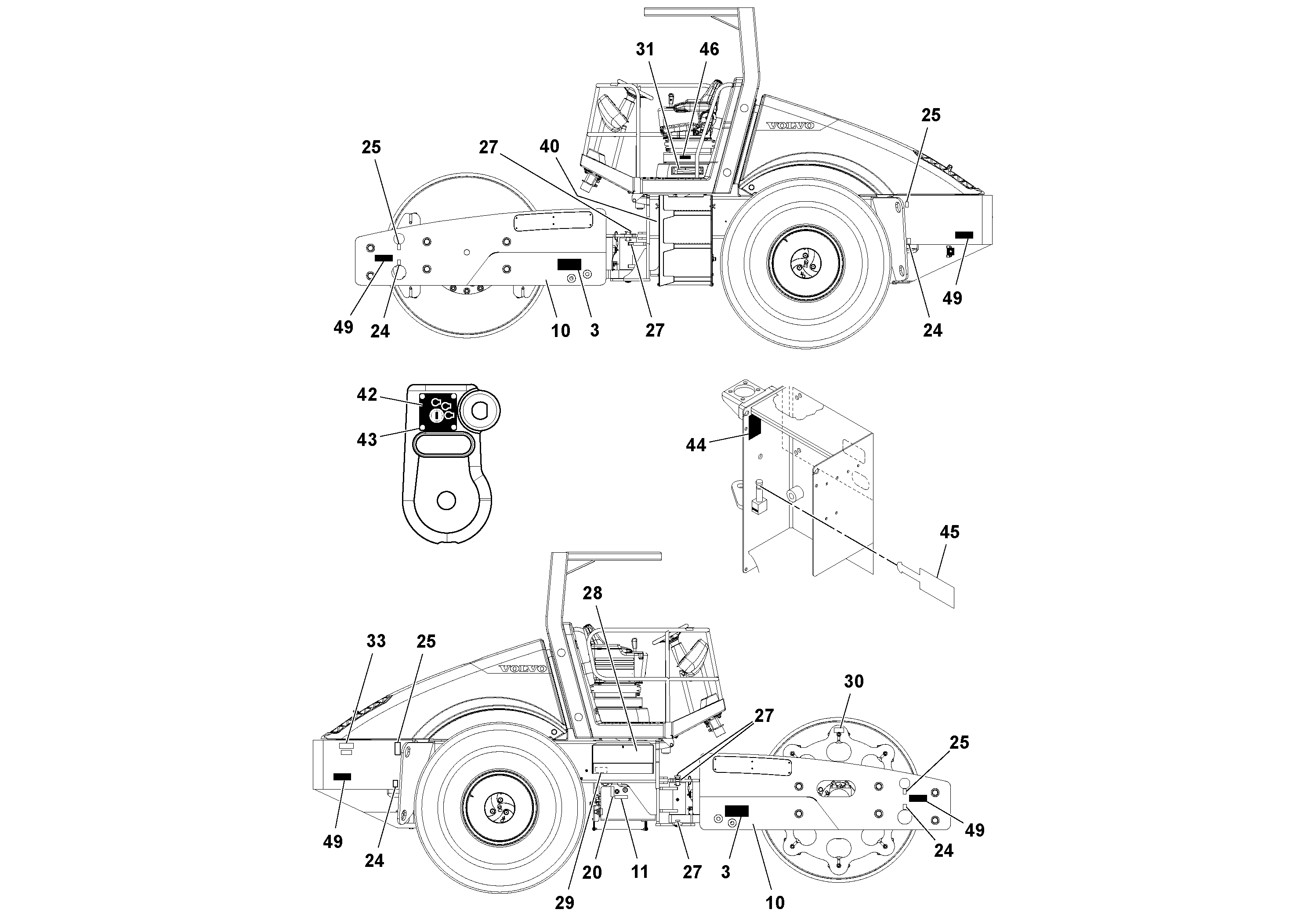 Схема запчастей Volvo SD130D/DX/F S/N 600012 - - 86069 Decal Installation 
