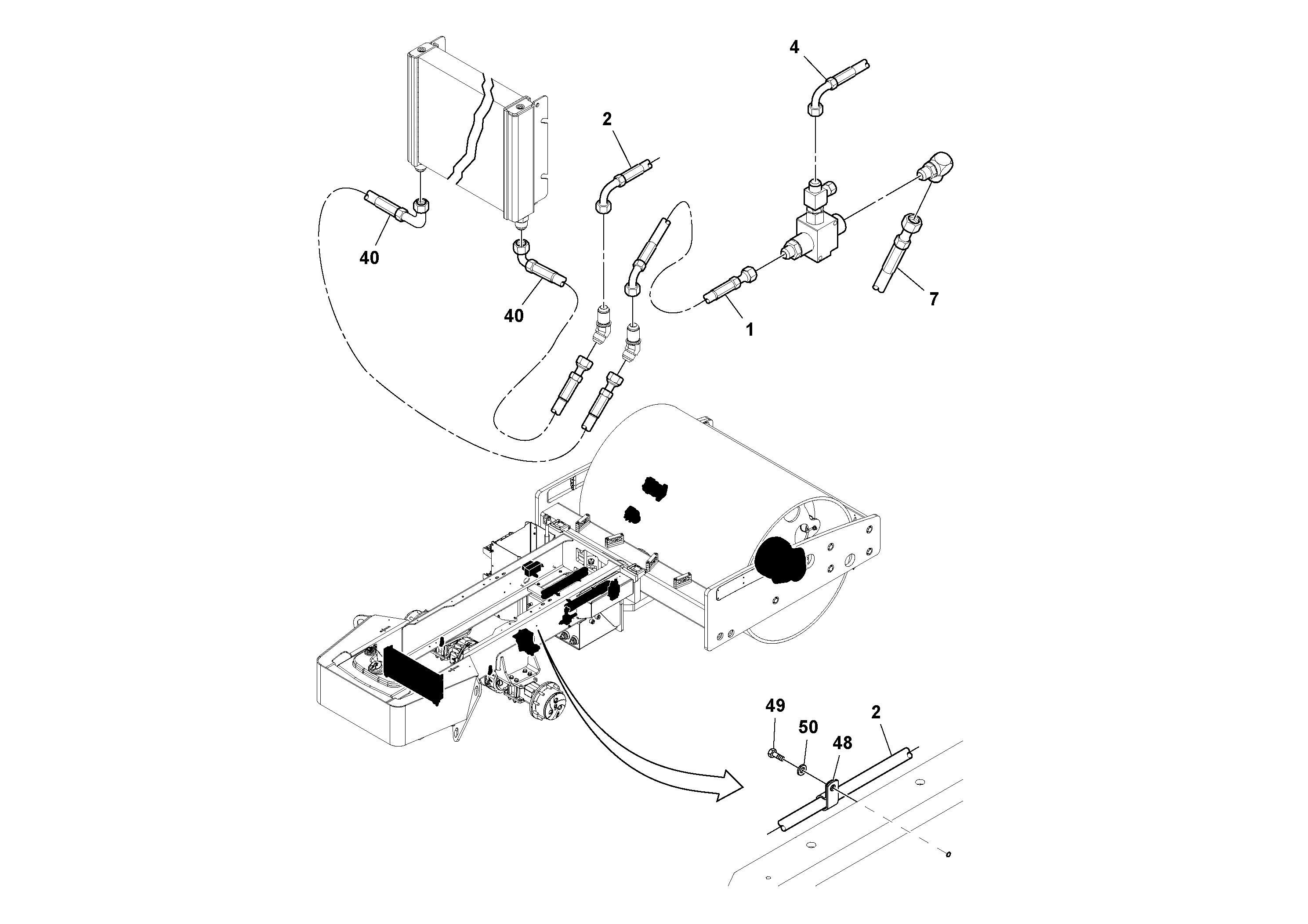 Схема запчастей Volvo SD130D/DX/F S/N 600012 - - 100137 Rear Frame Hoses Installation 