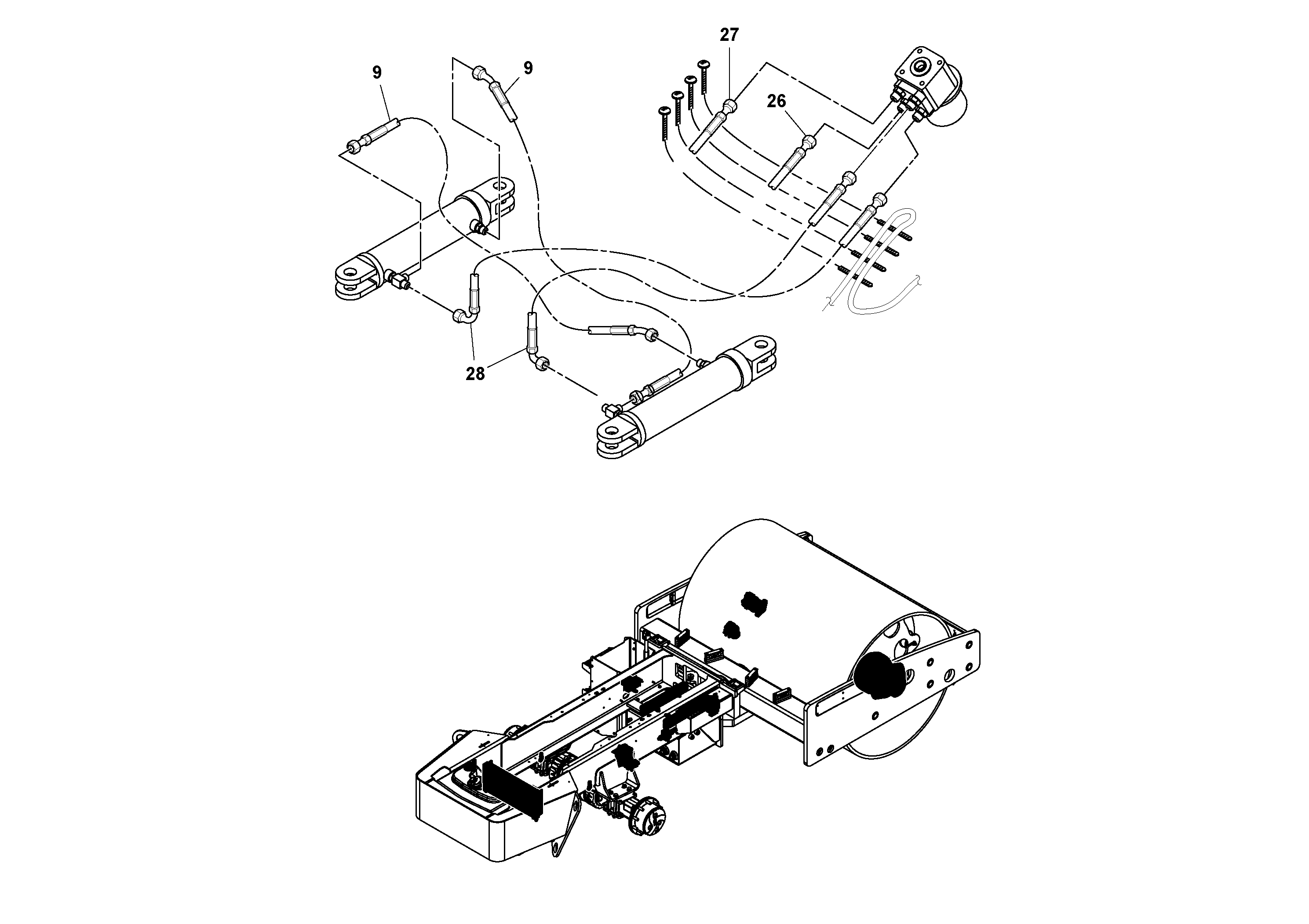 Схема запчастей Volvo SD130D/DX/F S/N 600012 - - 90335 Rear Frame Hoses Installation 
