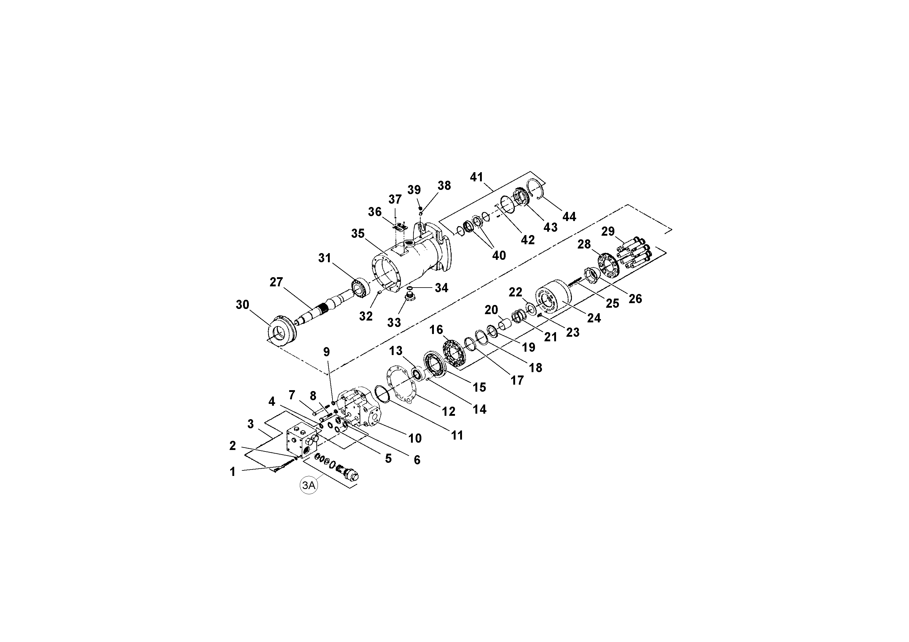 Схема запчастей Volvo RW195D S/N 197517- - 38328 Traction Drive Motor 