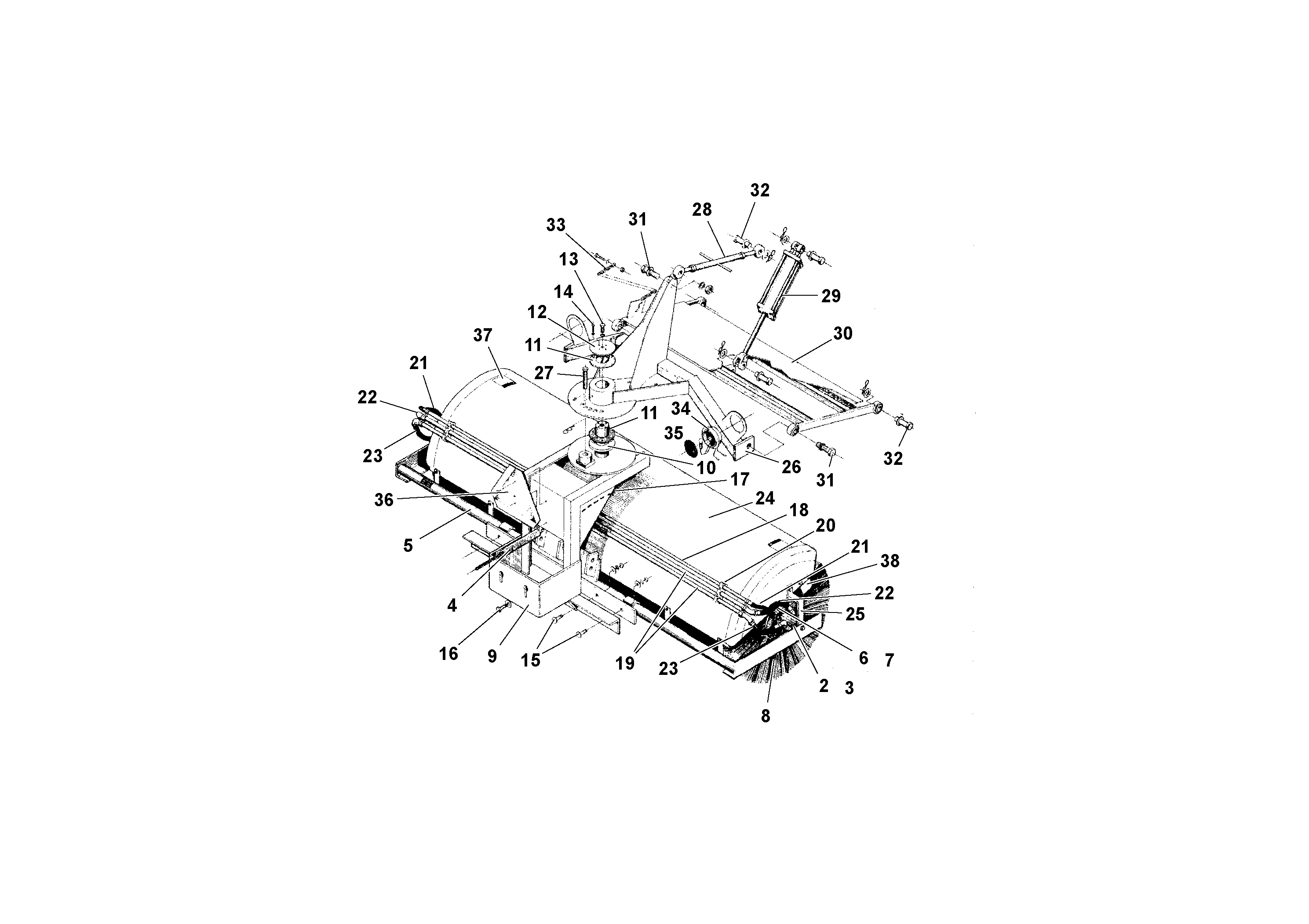 Схема запчастей Volvo RW195D S/N 197517- - 54558 Broom Assembly 