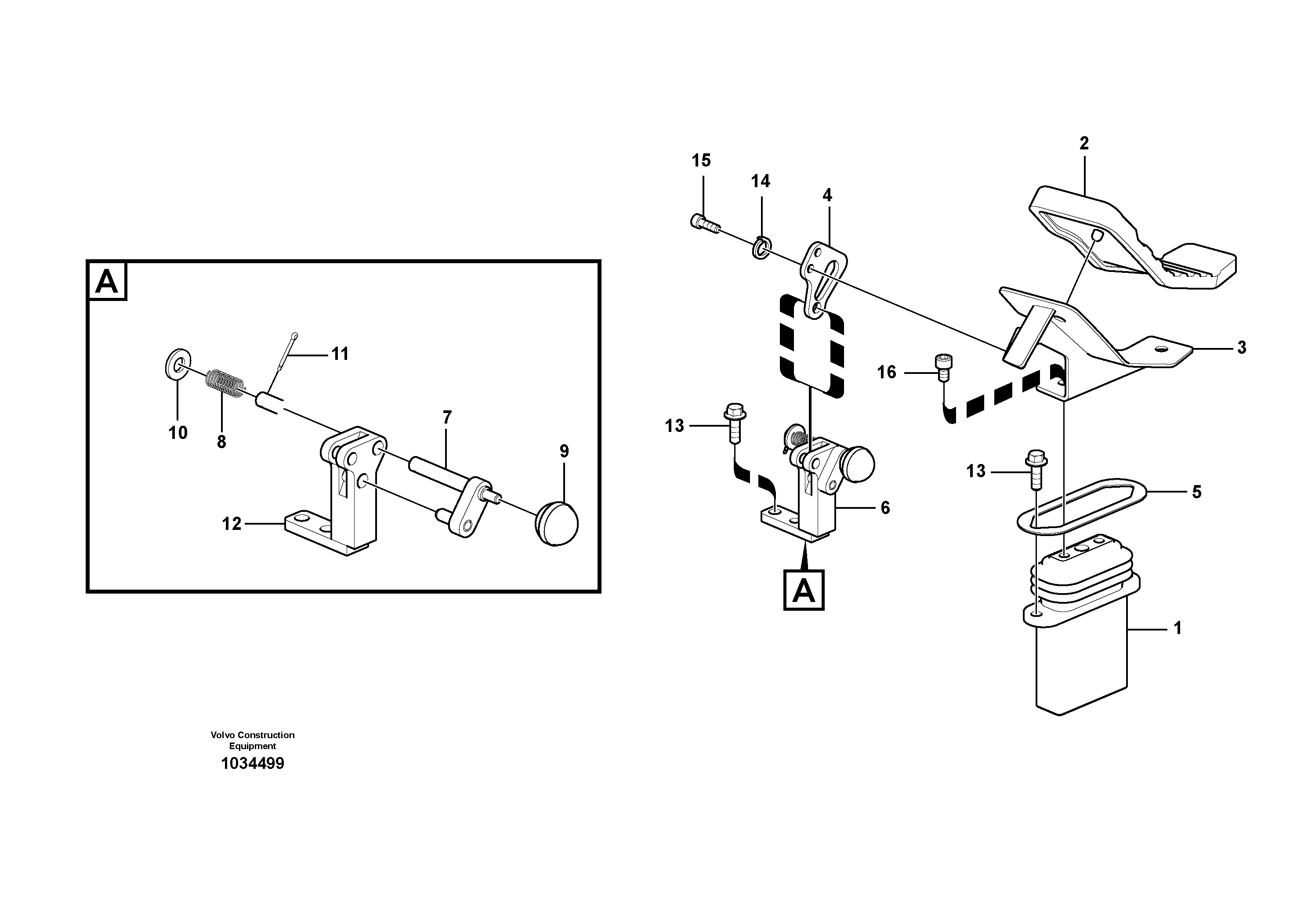 Схема запчастей Volvo PL4611 - 95744 Working hydraulic, remote control valve pedal for hammer and shear 