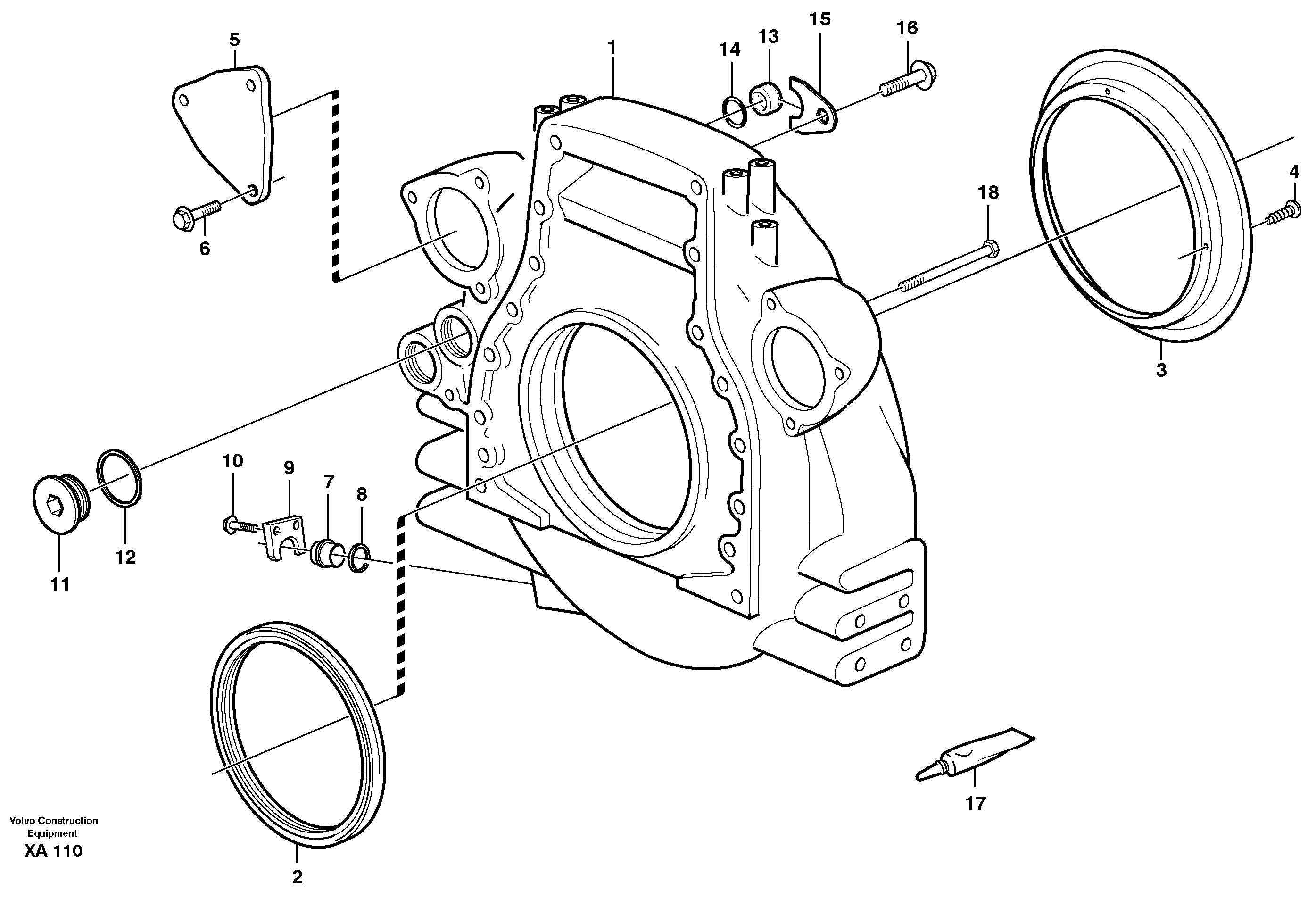 Схема запчастей Volvo PL4611 - 62396 Картер маховика 