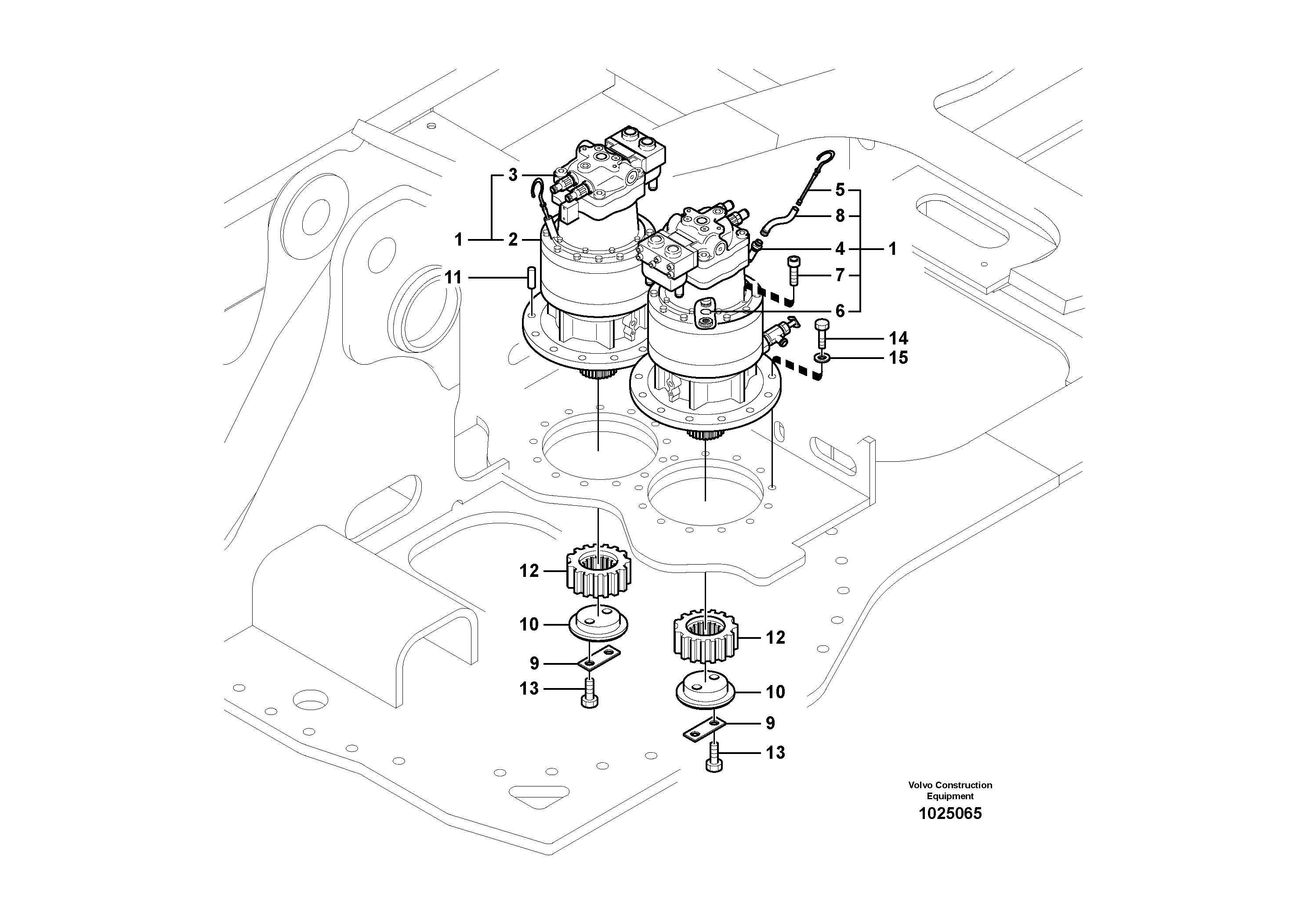 Схема запчастей Volvo PL4611 - 51377 Swing motor with mounting parts 