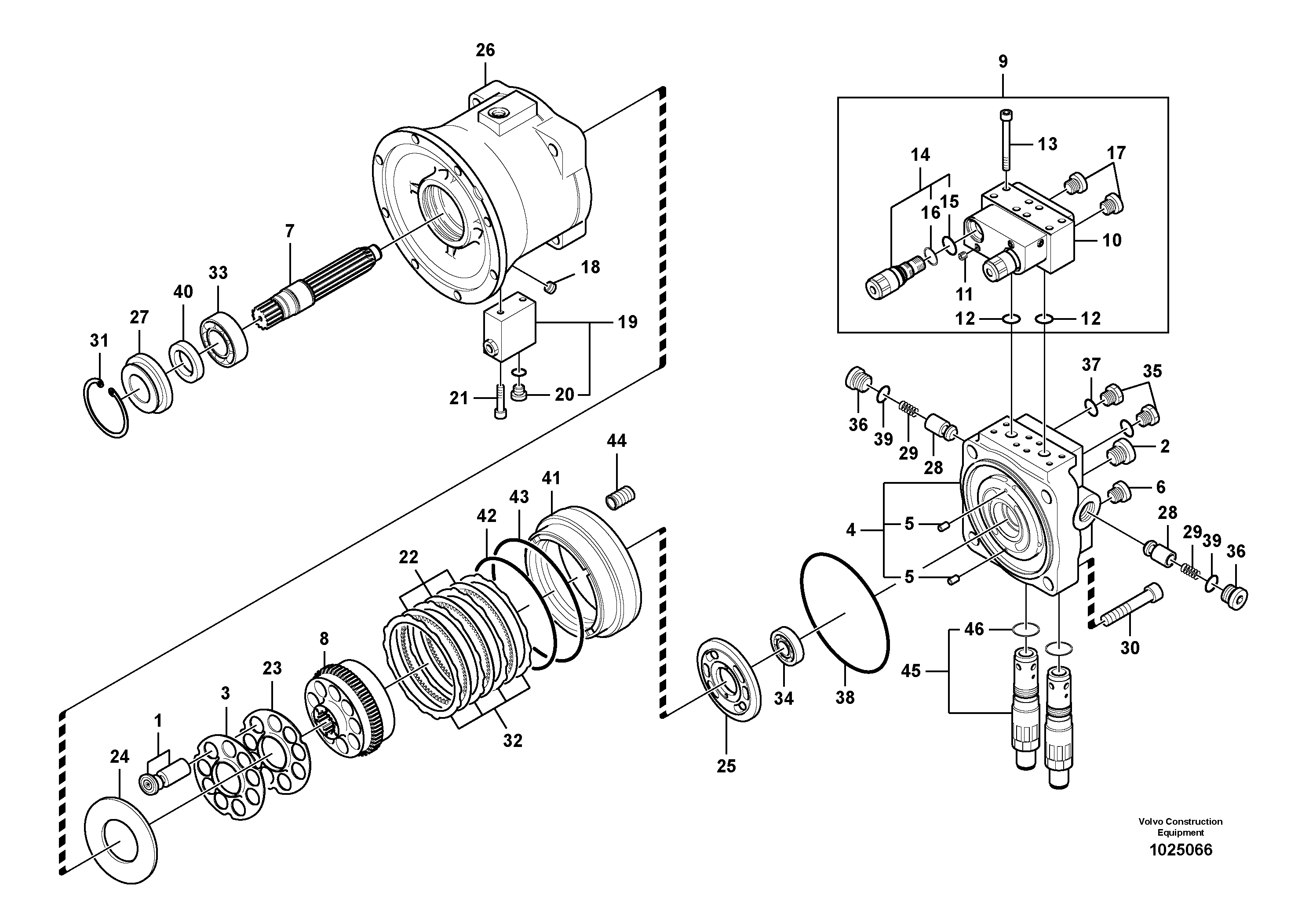 Схема запчастей Volvo PL4611 - 91542 Поворотный редуктор (Гидромотор поворота платформы) 