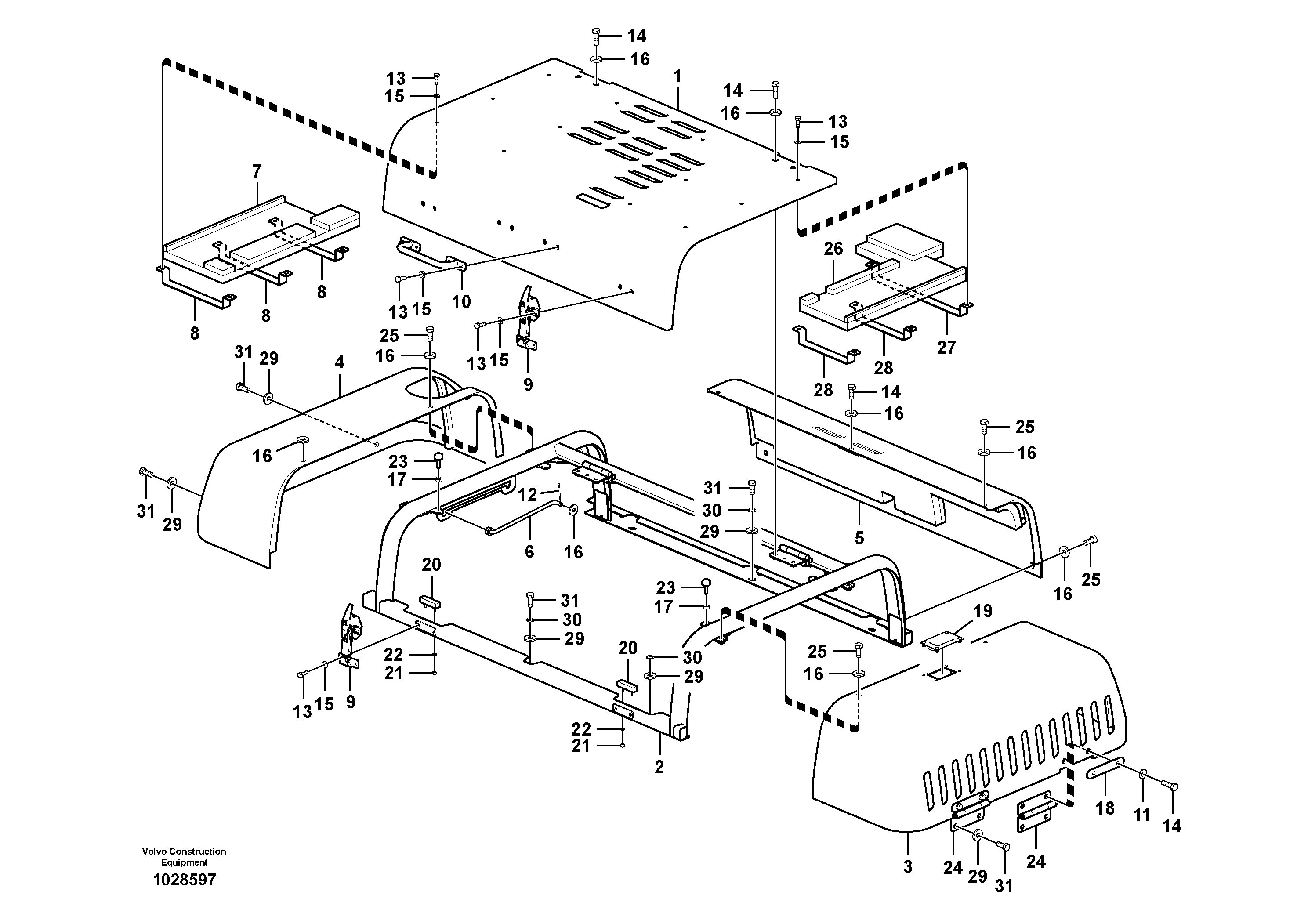 Схема запчастей Volvo PL4611 - 55017 Engine hood 