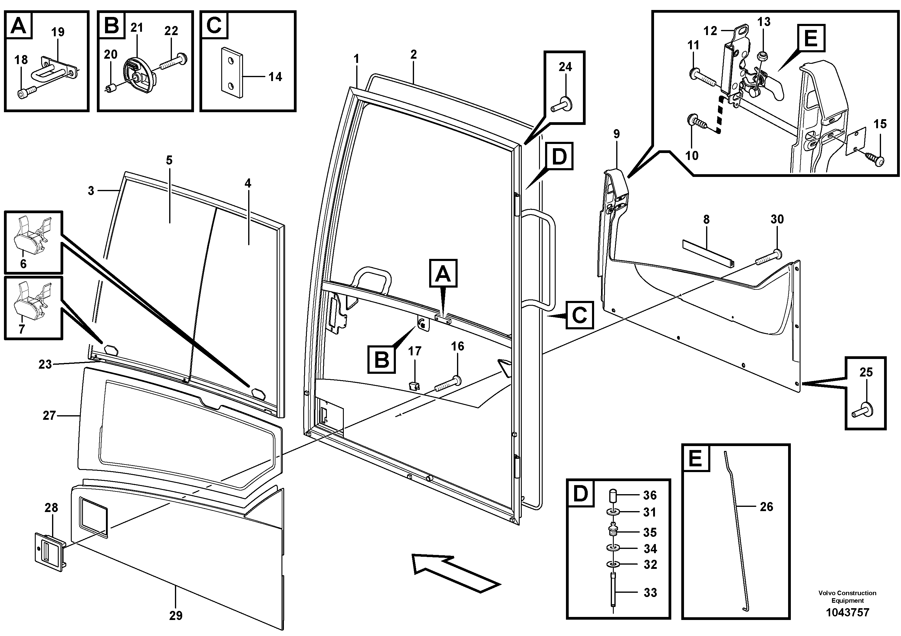 Схема запчастей Volvo PL4611 - 20976 Door, operators cab 