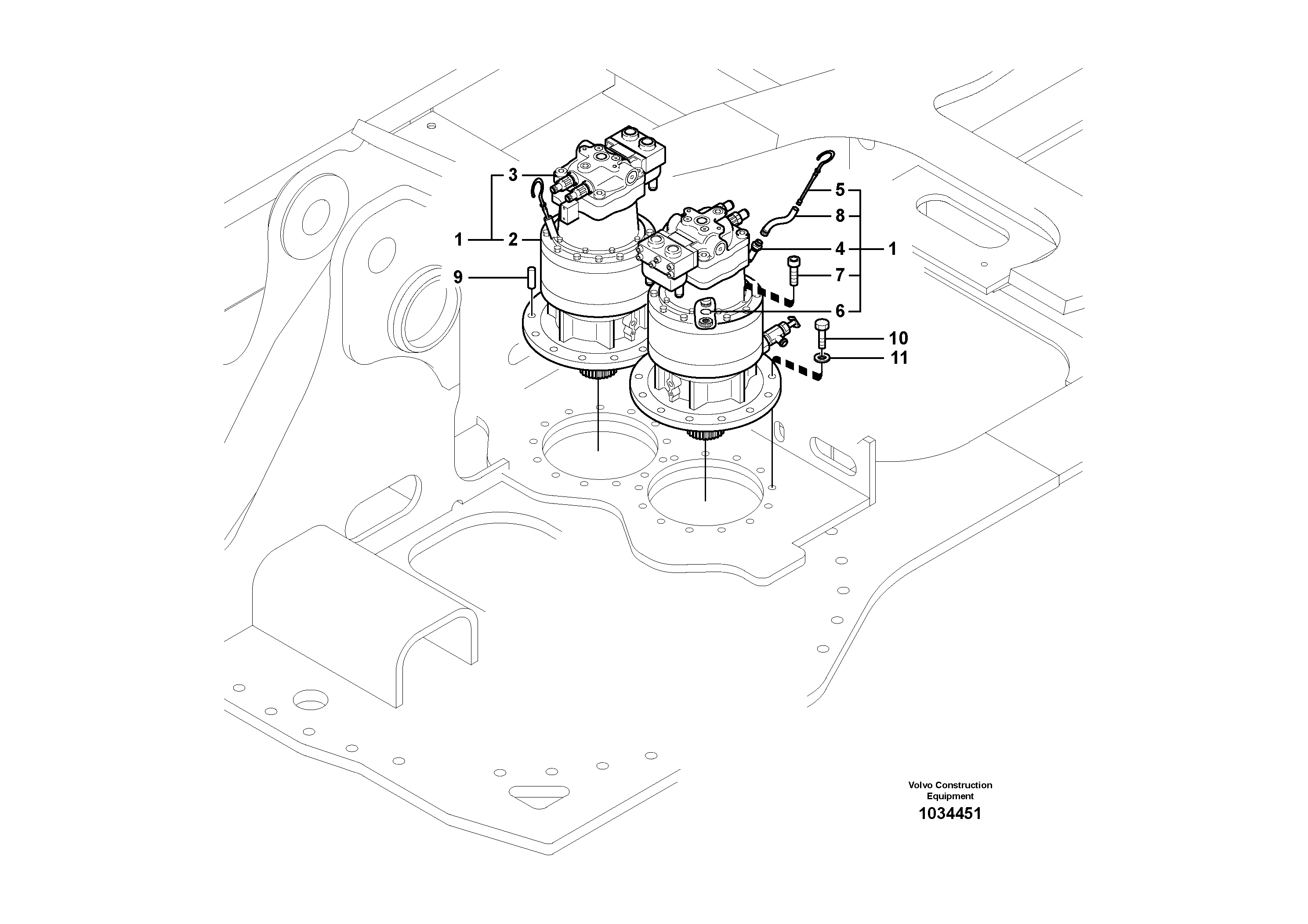 Схема запчастей Volvo PL4608 - 51378 Swing motor with mounting parts 