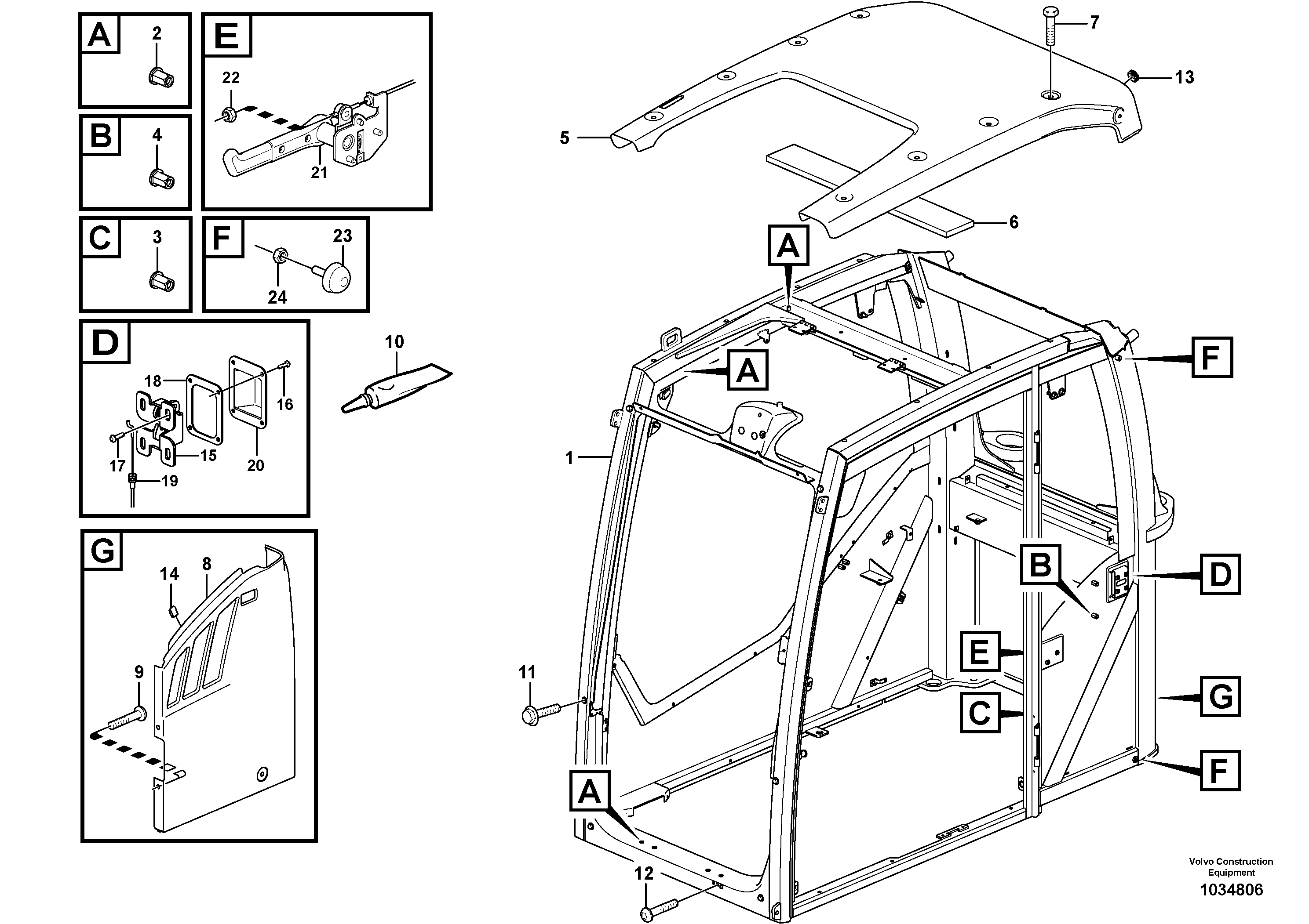 Схема запчастей Volvo PL4608 - 55476 Cab body: roof and floor panel 