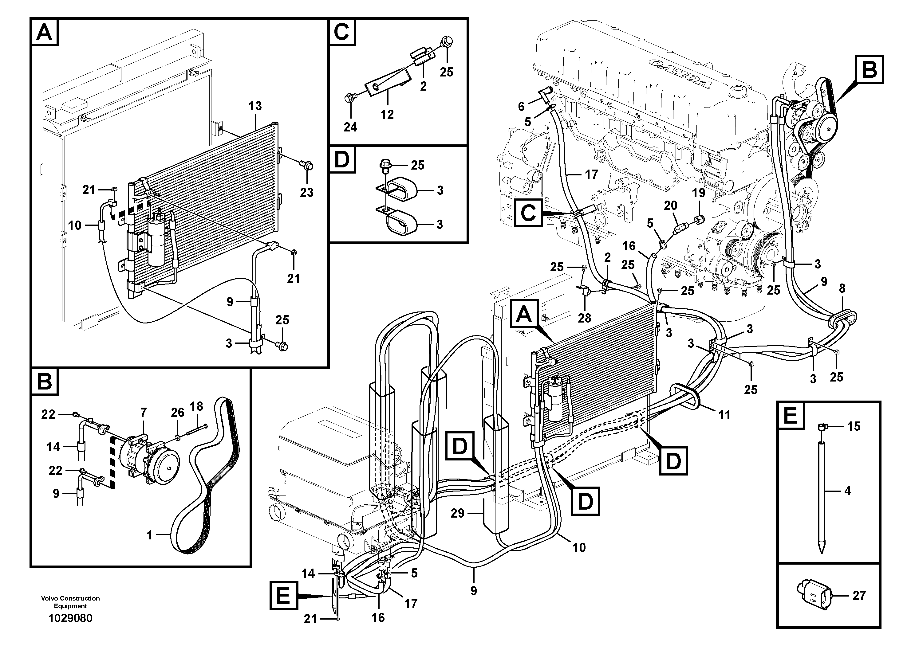 Схема запчастей Volvo PL4608 - 95844 Air conditioning line, cooling and heater 