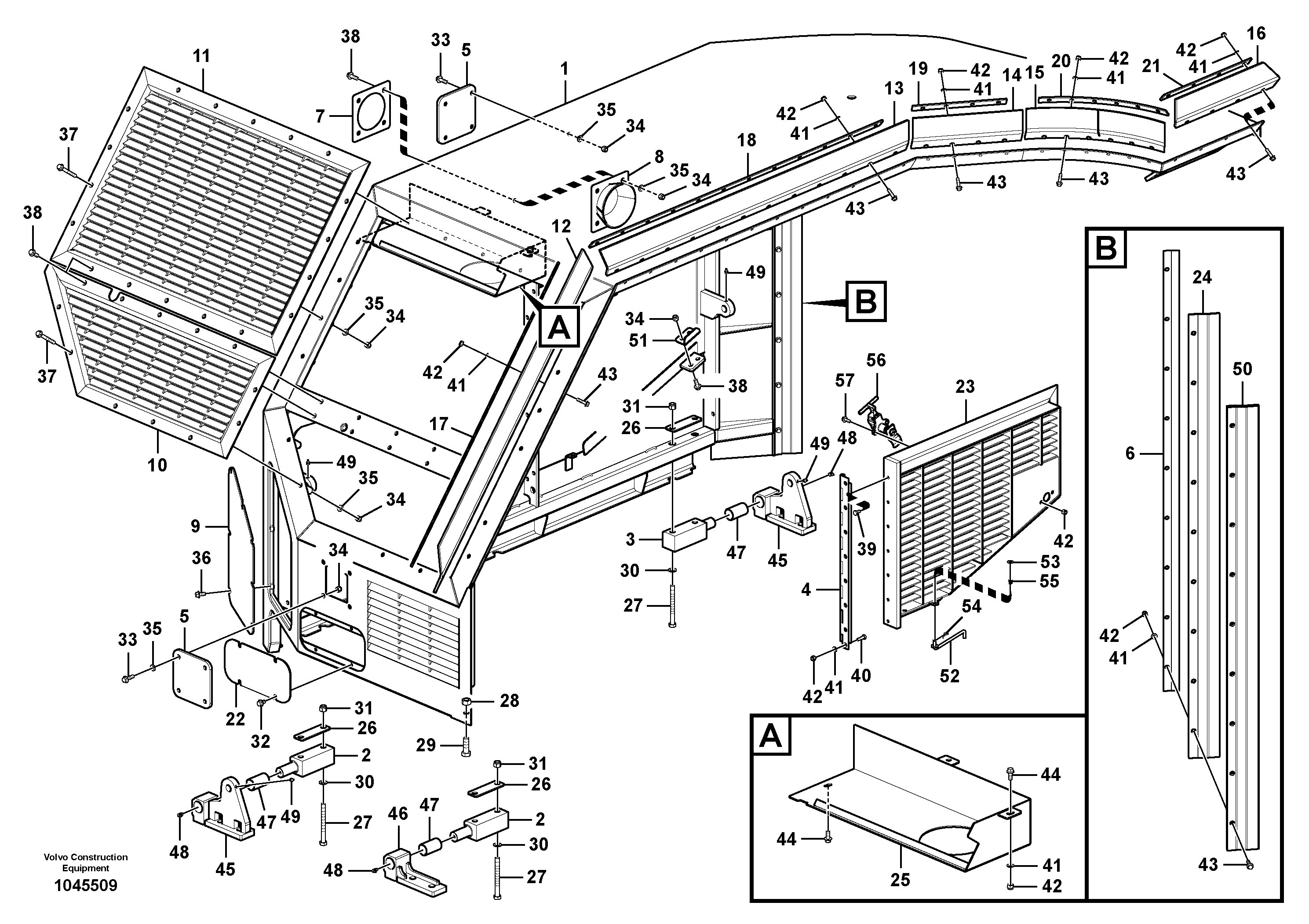 Схема запчастей Volvo FB2800C - 69904 Gullwing tilting device 