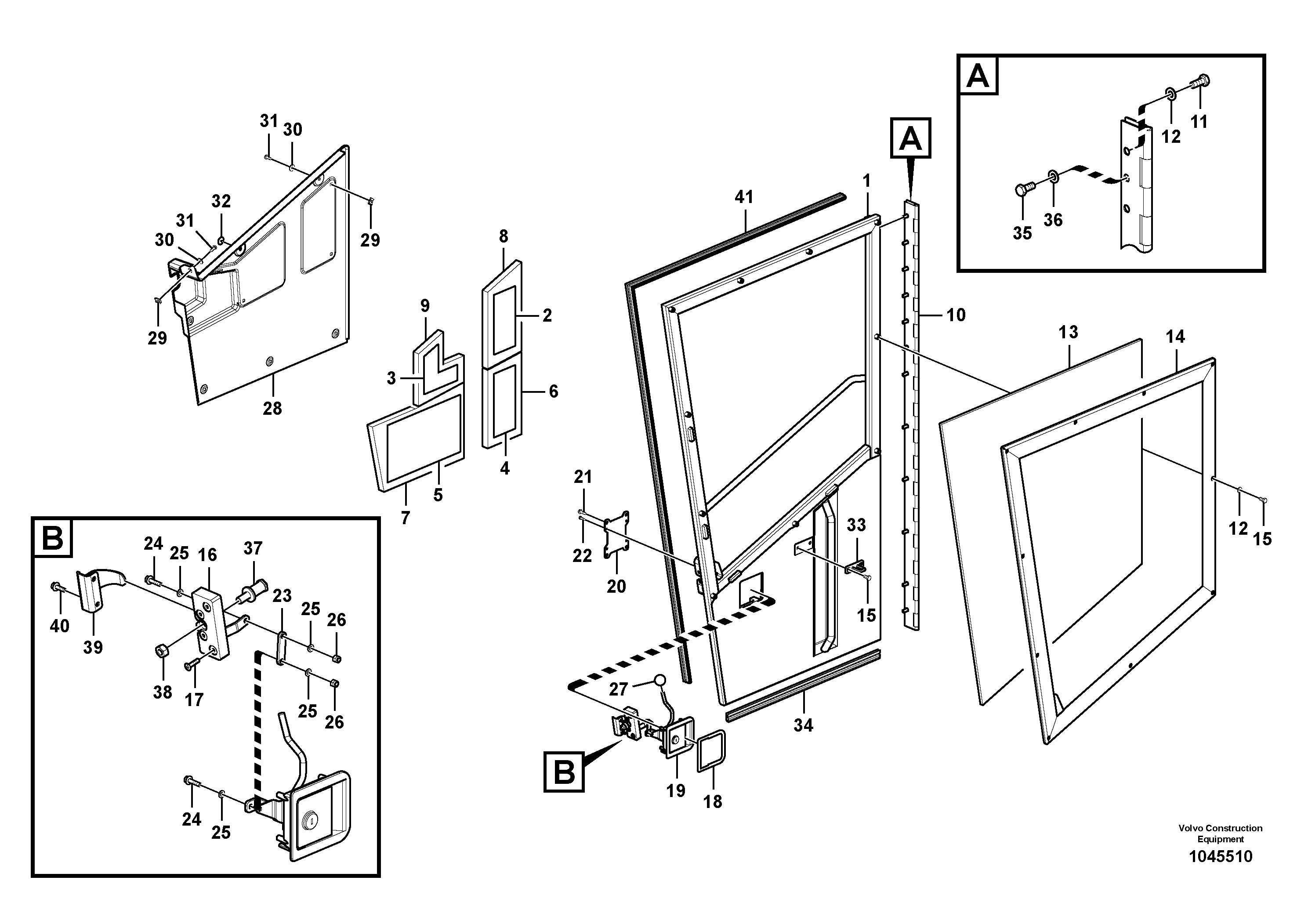 Схема запчастей Volvo FB2800C - 71036 Door, operators cab 