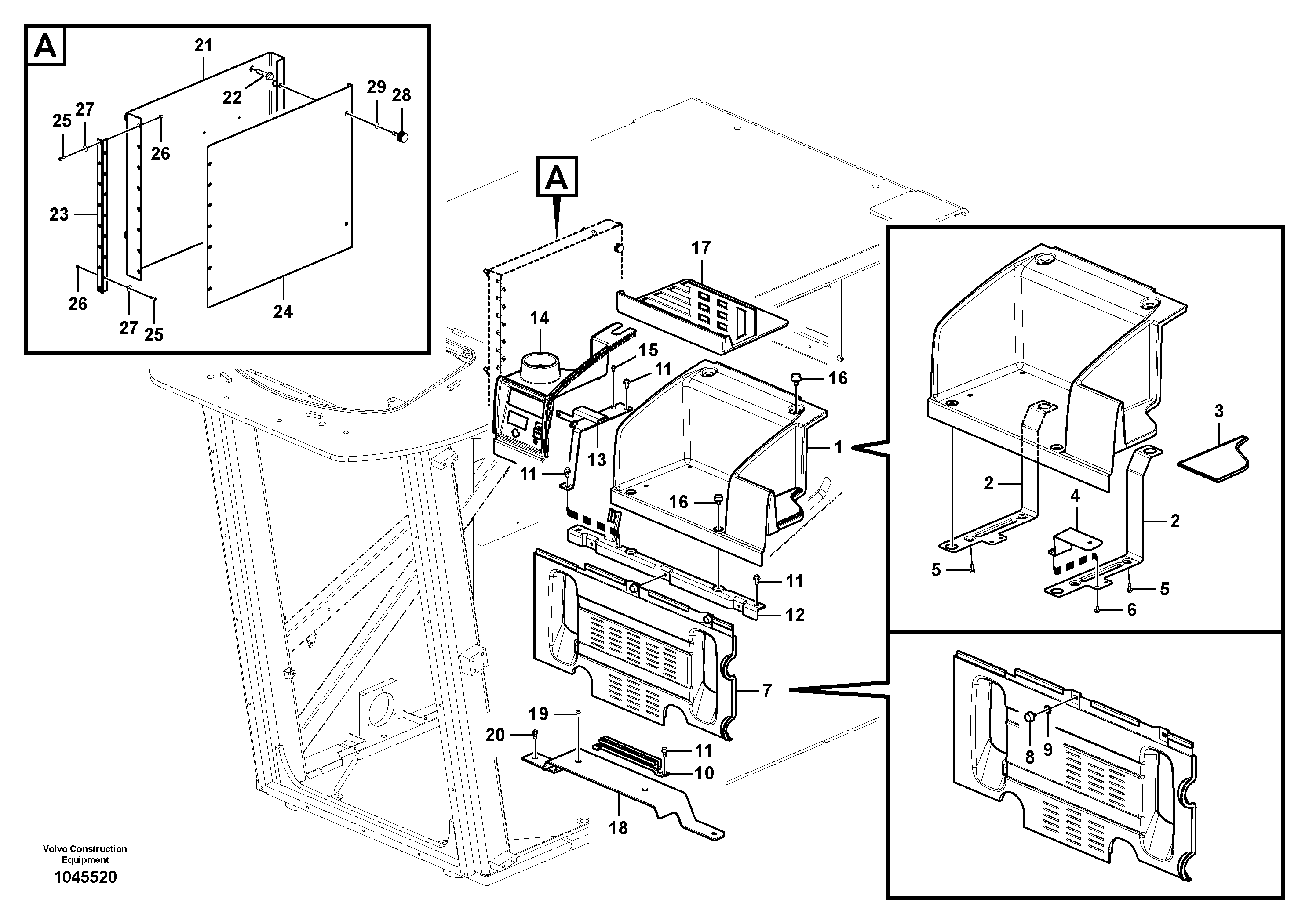 Схема запчастей Volvo FB2800C - 67384 Instrument panel, radio panel 