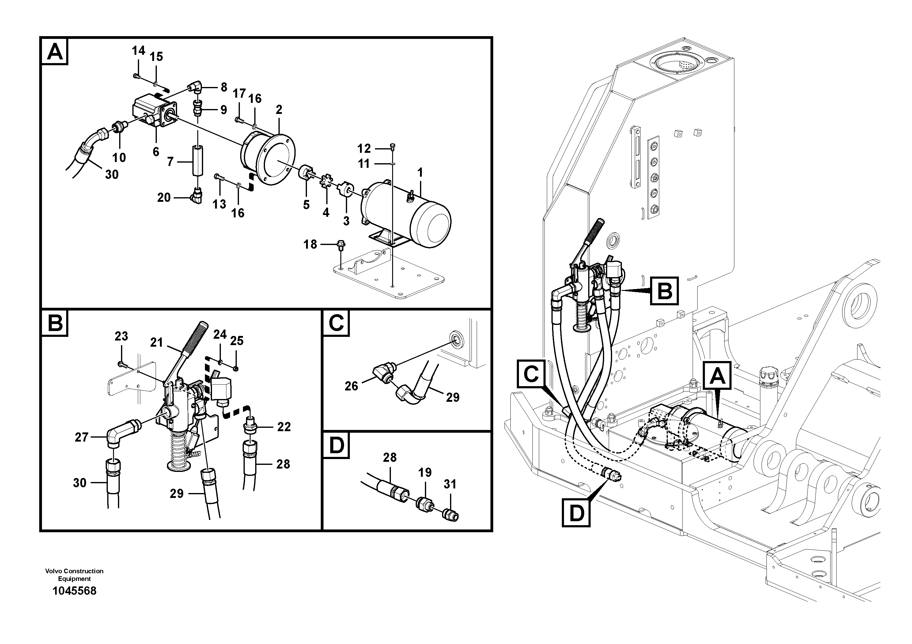 Схема запчастей Volvo FB2800C - 73913 Hydraulic system, oil filler pump 