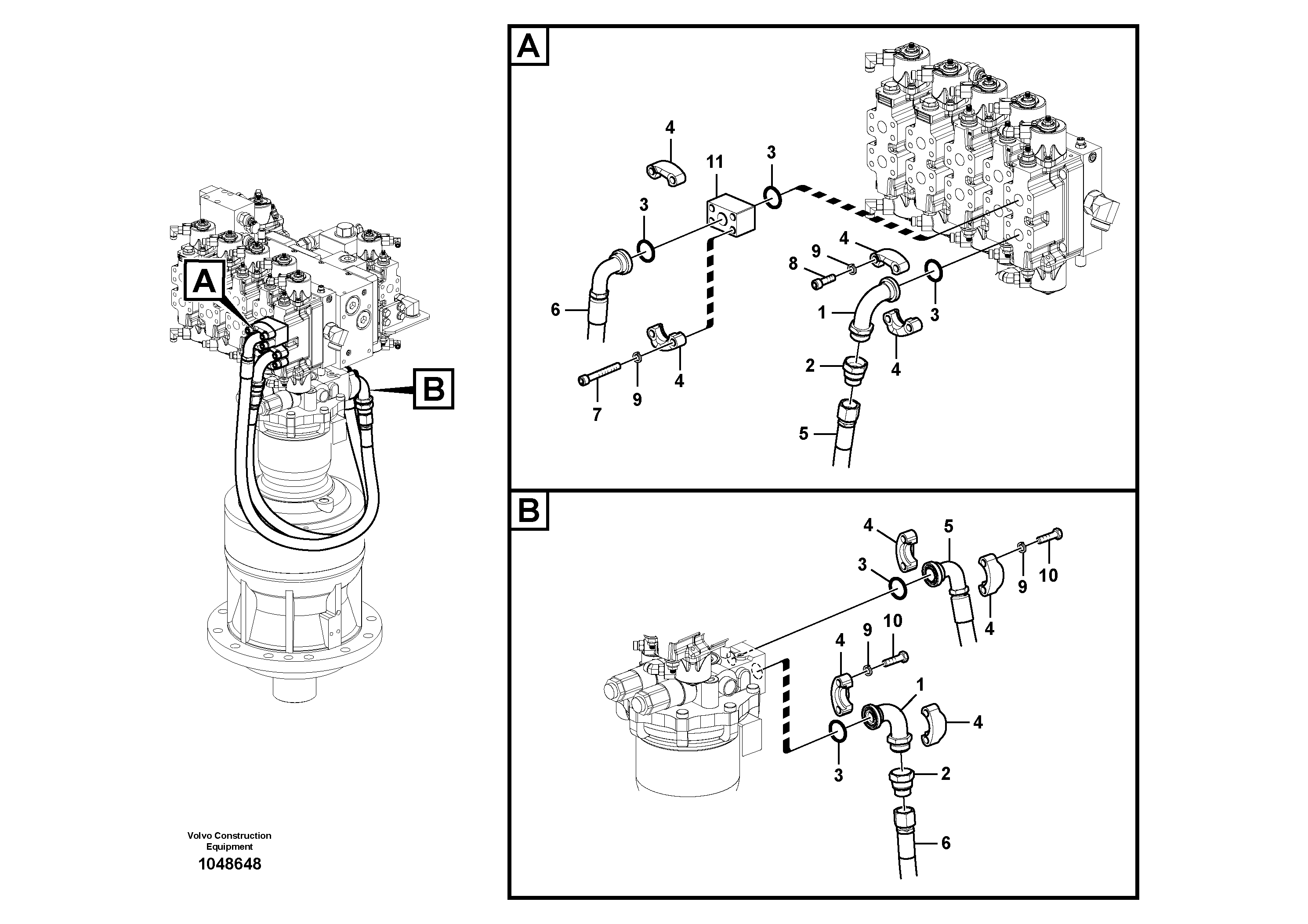 Схема запчастей Volvo FB2800C - 74248 Servo system, control valve piping 