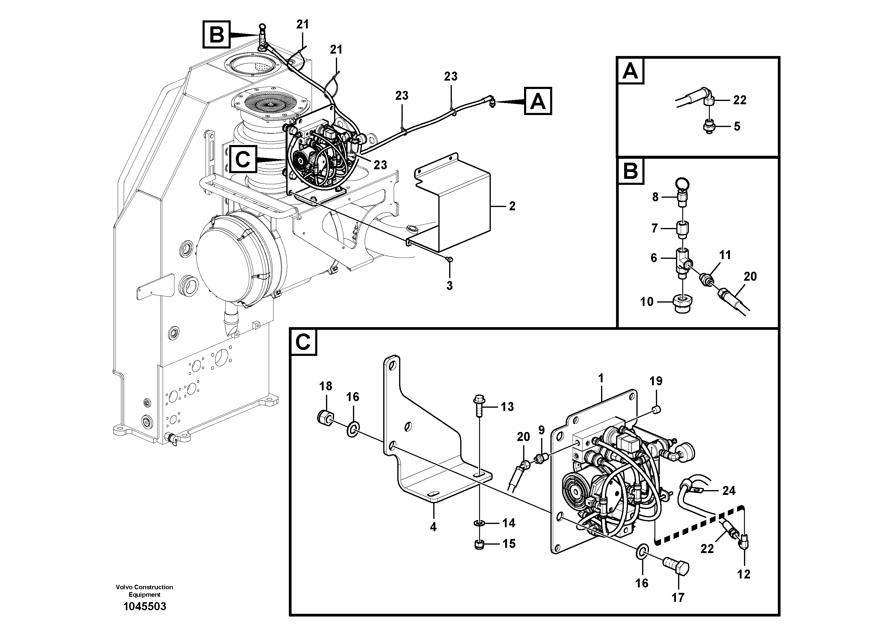 Схема запчастей Volvo FBR2800C - 67957 Vacuum pump with fitting parts 