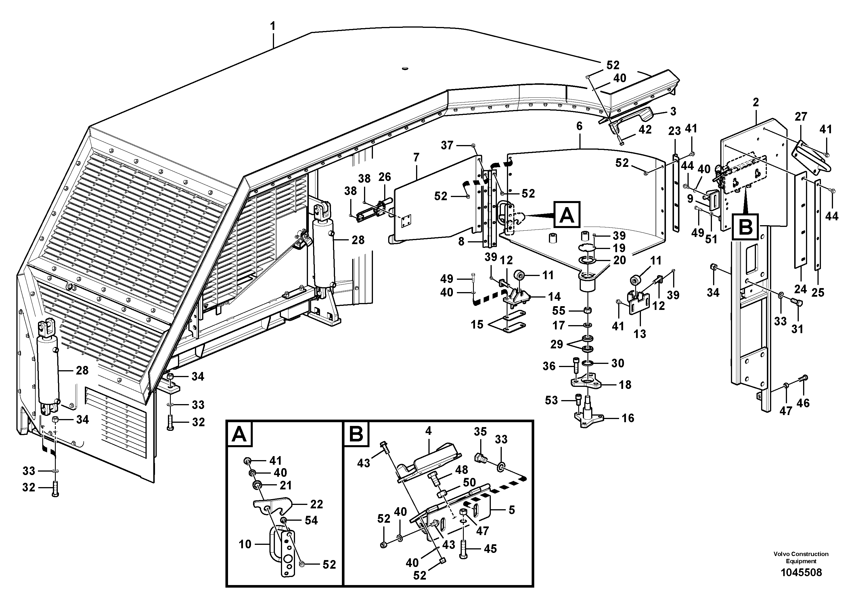 Схема запчастей Volvo FBR2800C - 75477 Gullwing tilting device 