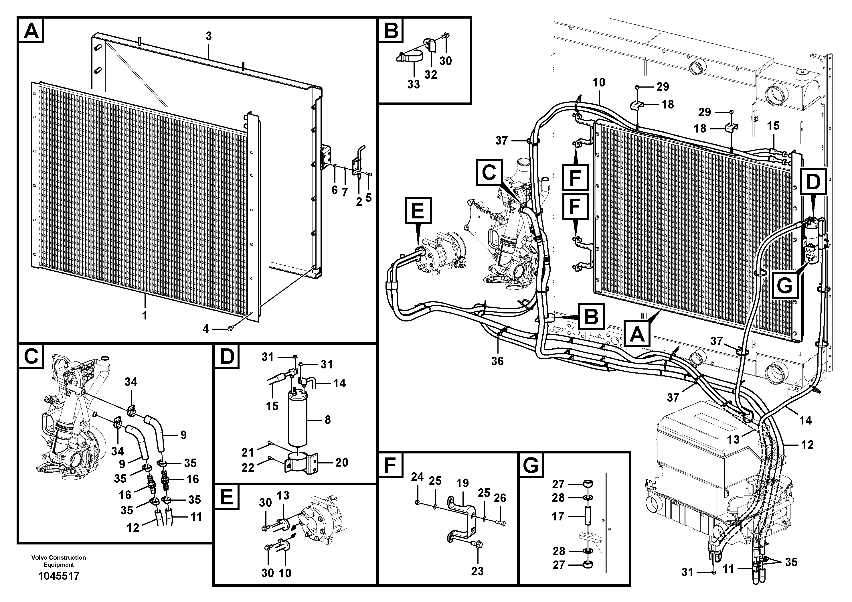 Схема запчастей Volvo FBR2800C - 106242 Air conditioning line, cooling and heater 