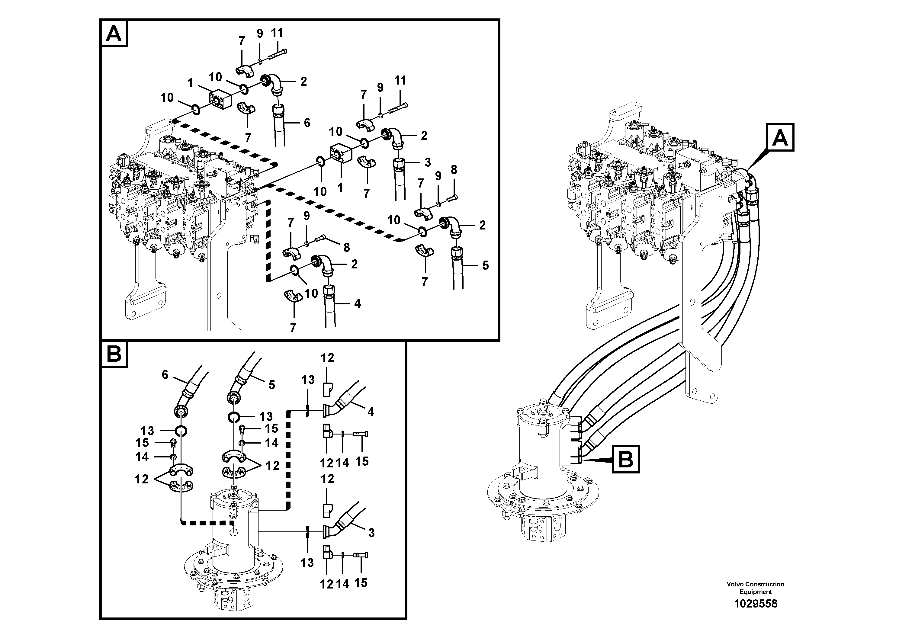 Схема запчастей Volvo FBR2800C - 68115 Turning joint line, control valve to turning joint 