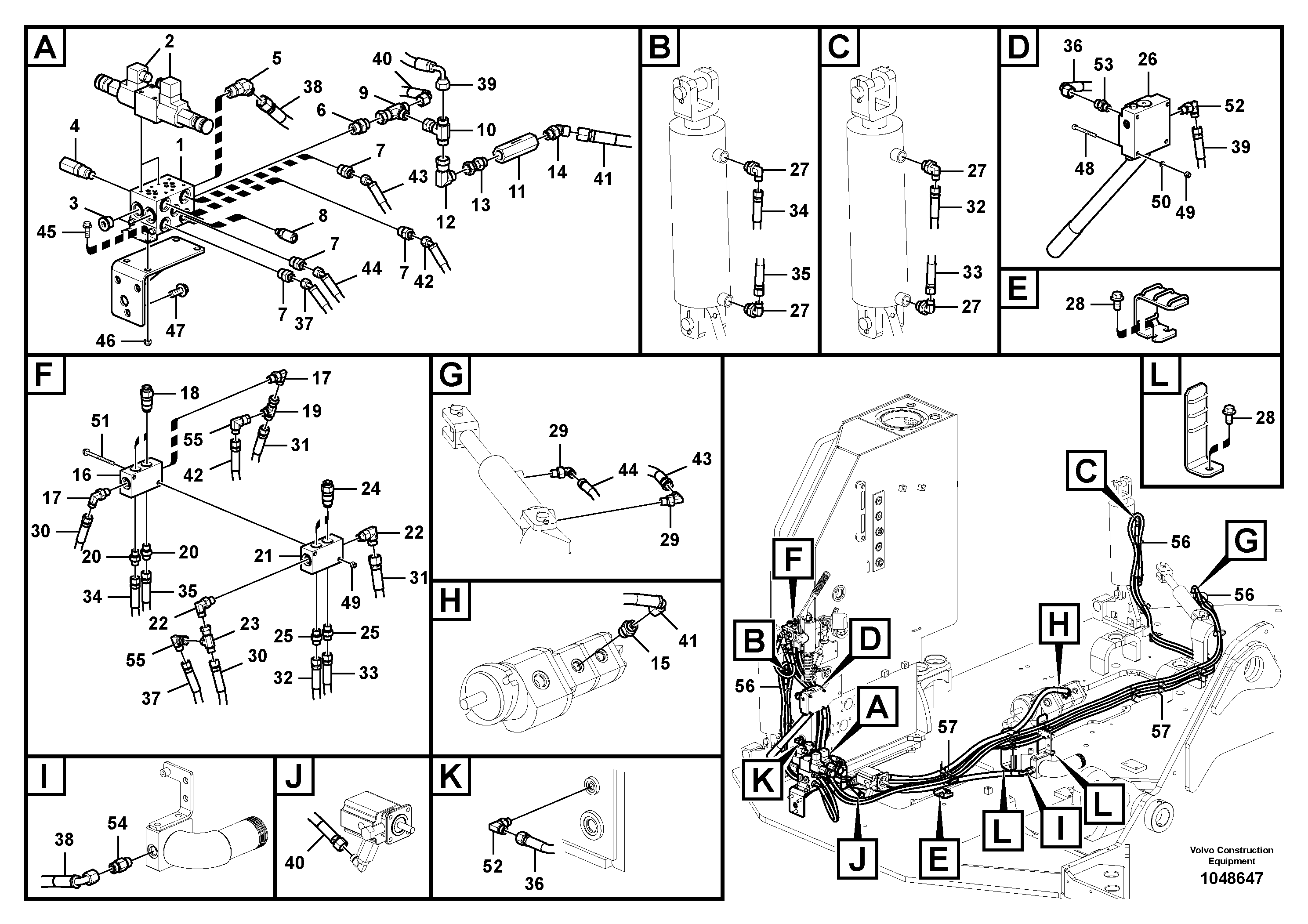 Схема запчастей Volvo FBR2800C - 104309 Servo system, control valve to solenoid valve 