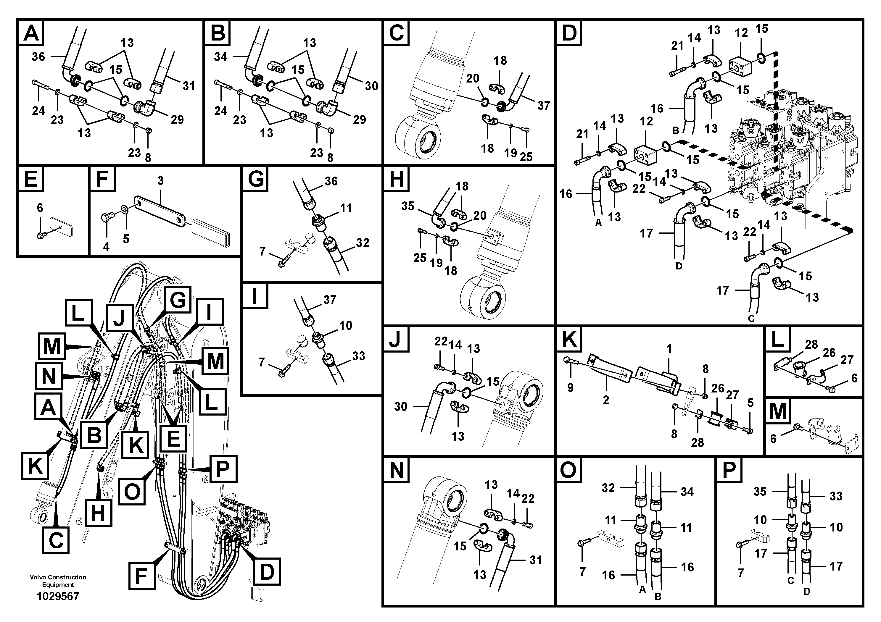 Схема запчастей Volvo FBR2800C - 76266 Working hydraulic, dipper arm cylinder on boom 