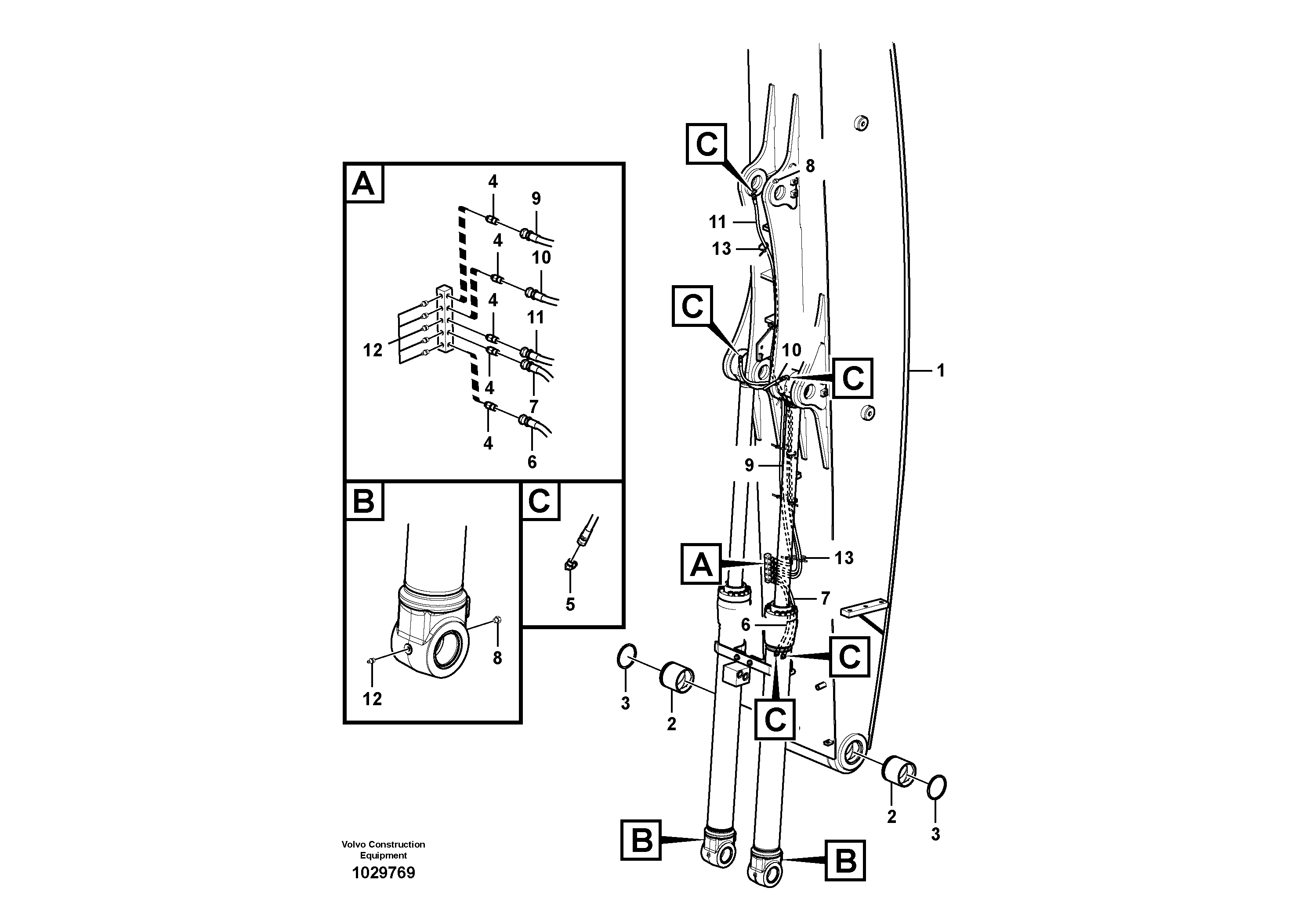 Схема запчастей Volvo FBR2800C - 67243 Boom and grease piping 