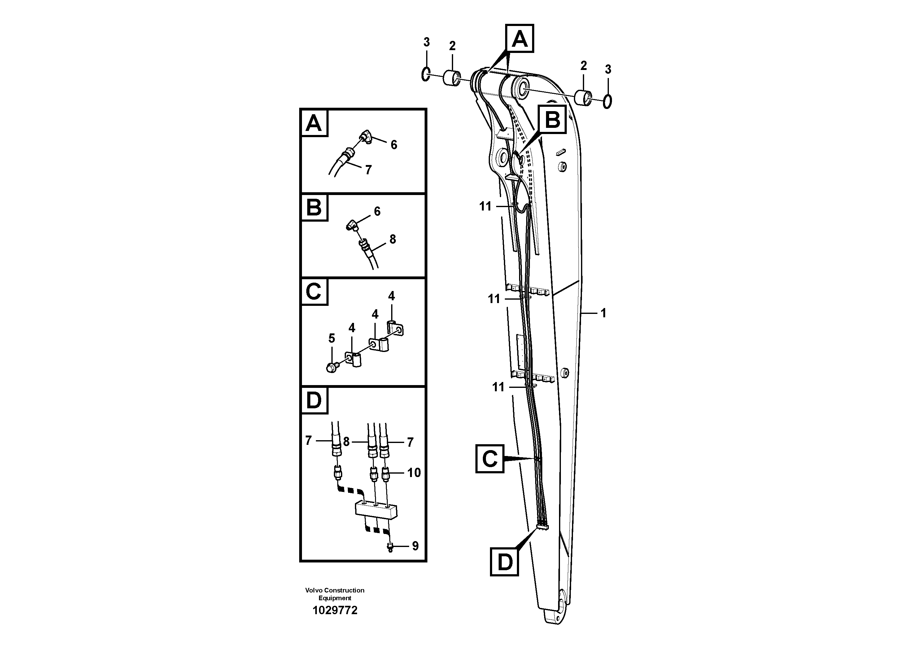 Схема запчастей Volvo FBR2800C - 91177 Dipper arm and grease piping with piping seat 