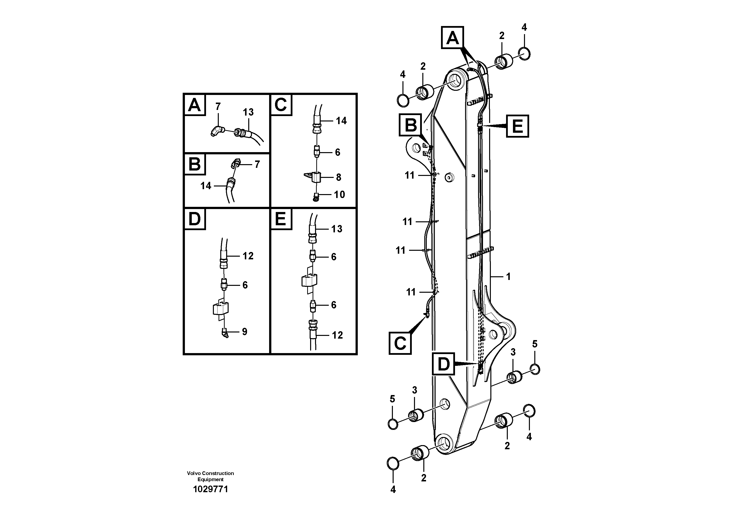 Схема запчастей Volvo FBR2800C - 97259 Dipper arm and grease piping with piping seat 