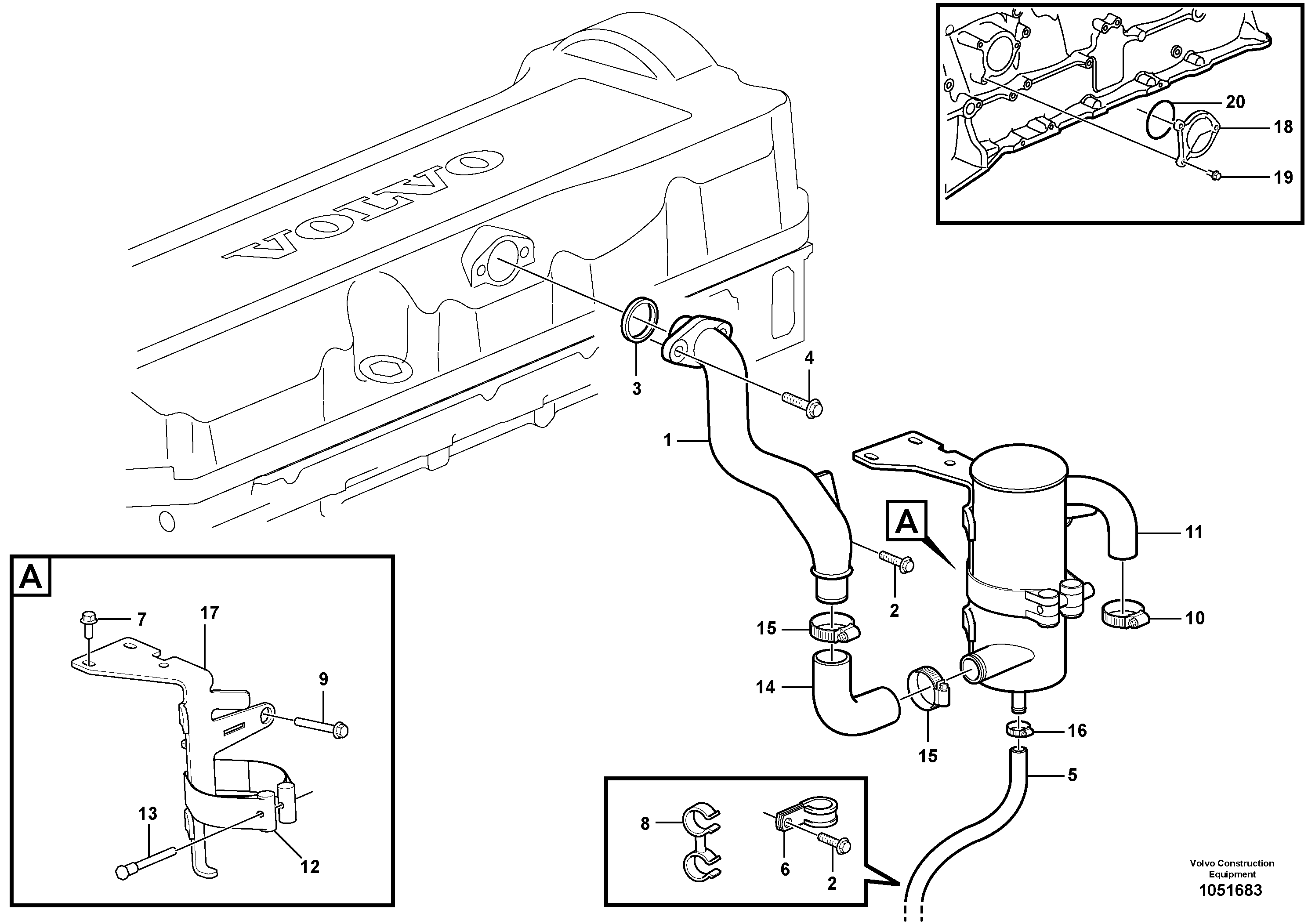 Схема запчастей Volvo FBR2800C - 85838 Crankcase ventilation 