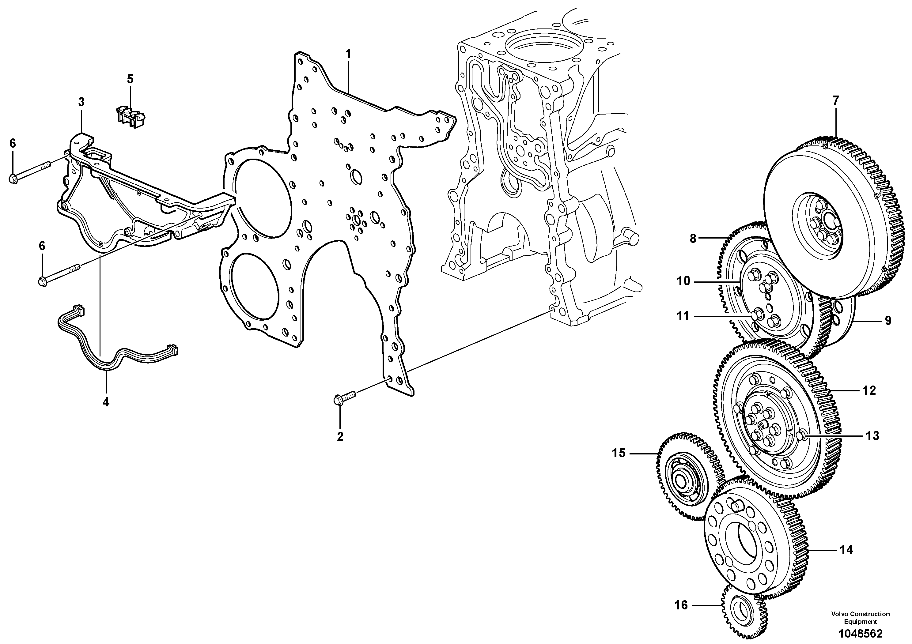 Схема запчастей Volvo FBR2800C - 74833 Timing gear casing and gears 