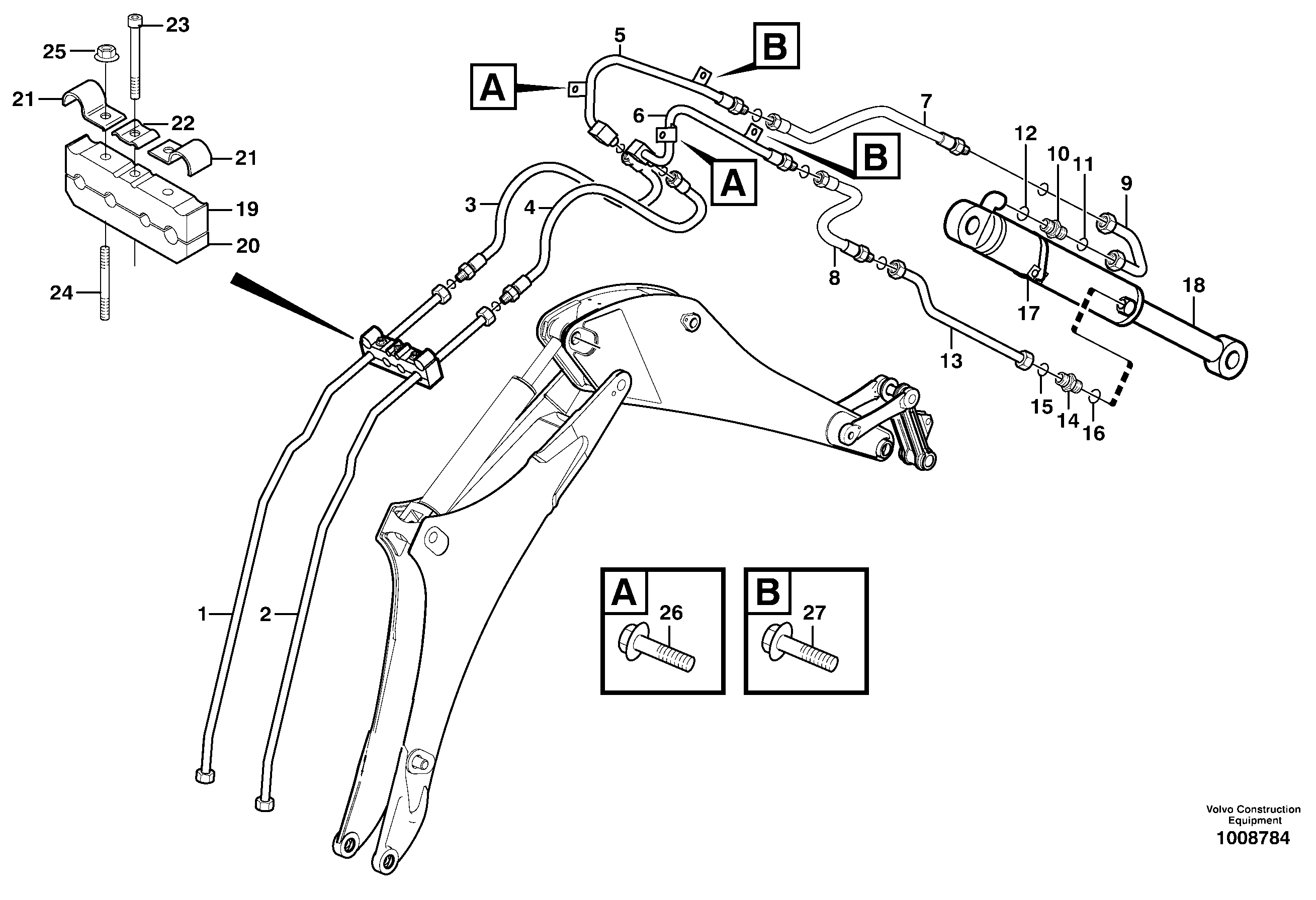 Схема запчастей Volvo BL70 - 32482 Hydraulic system, bucket BL70