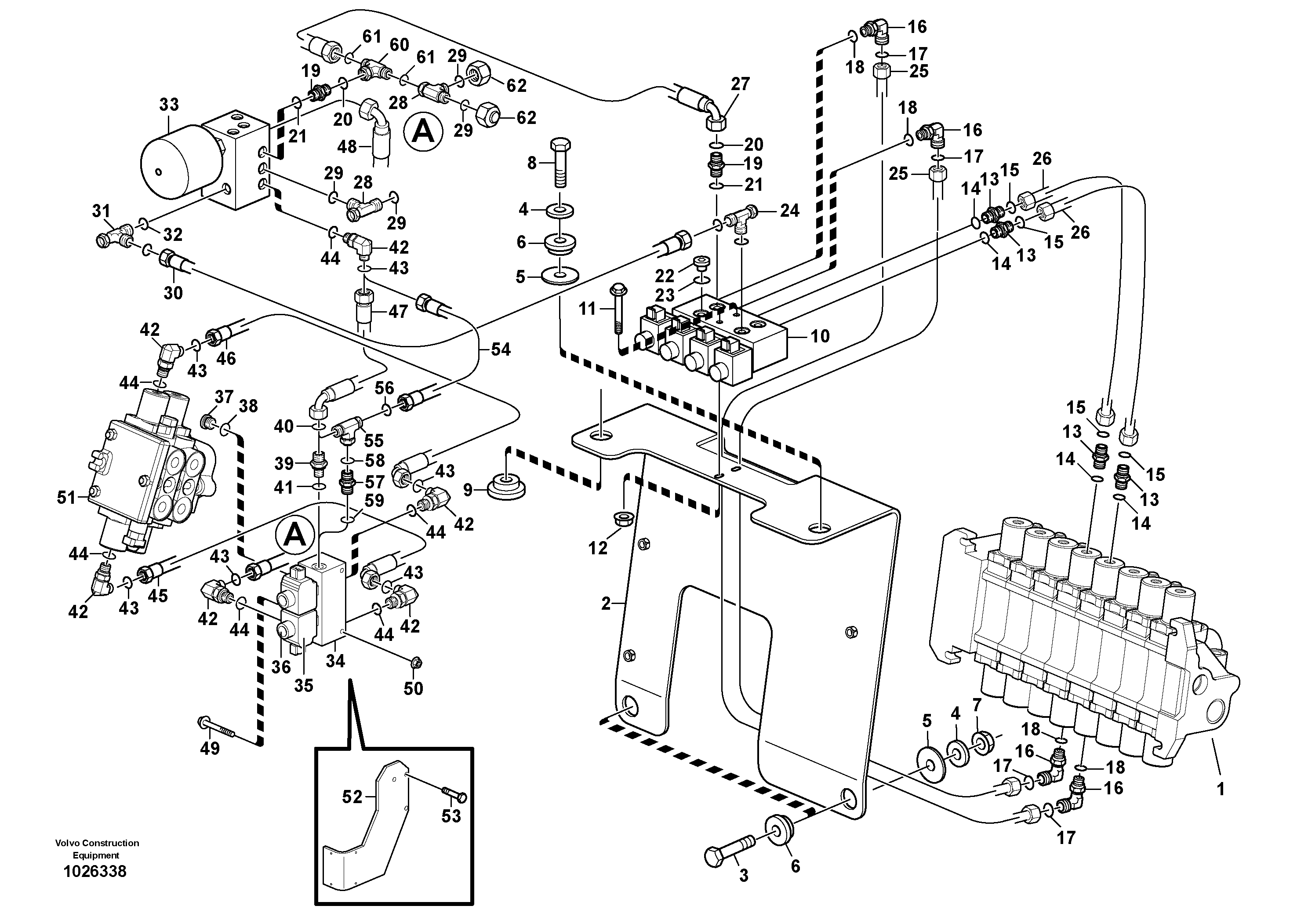 Схема запчастей Volvo BL70 - 36620 Hydraulic system pilot excavator controls BL70