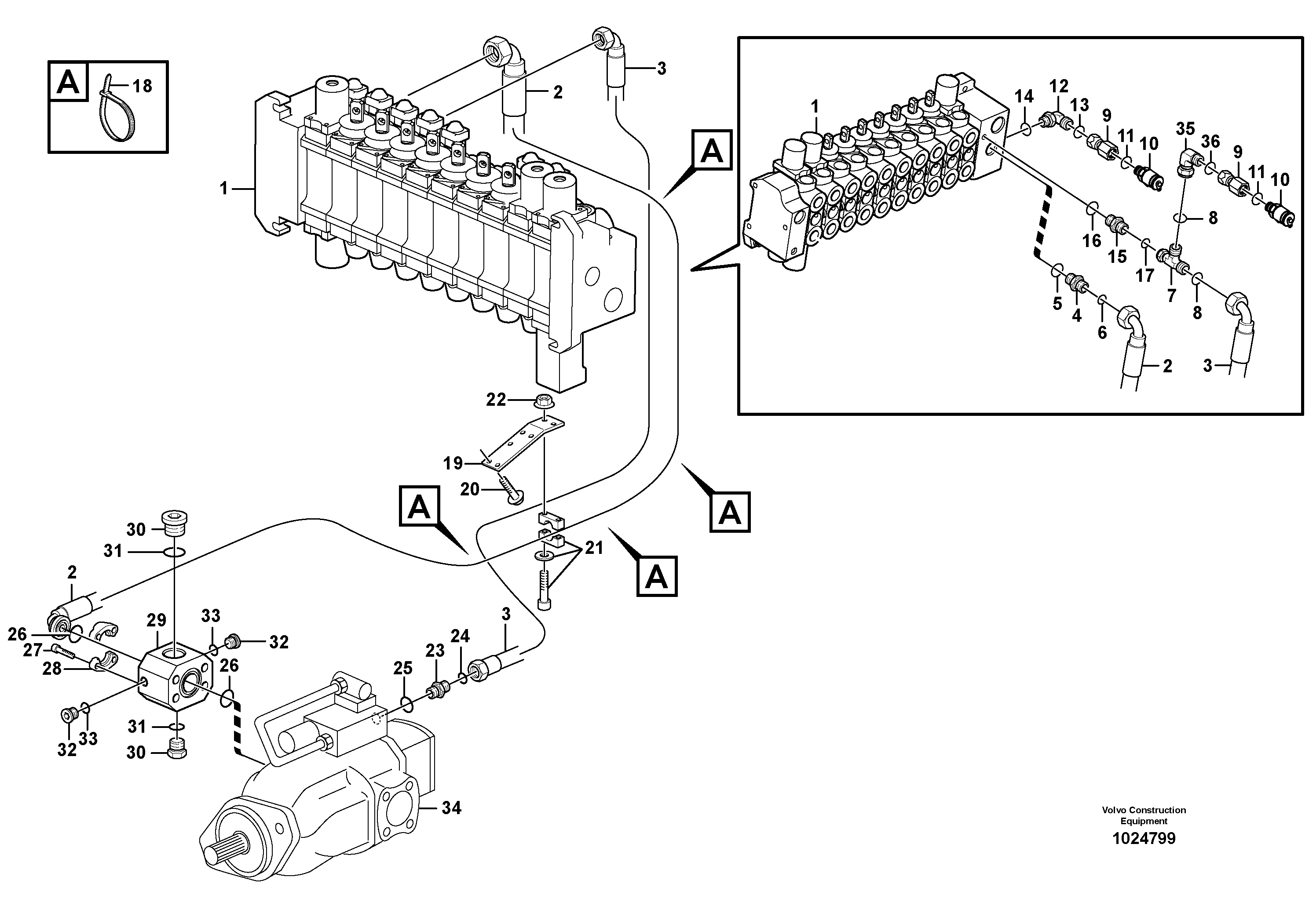 Схема запчастей Volvo BL70 - 93988 Hydraulic system, feed line BL70