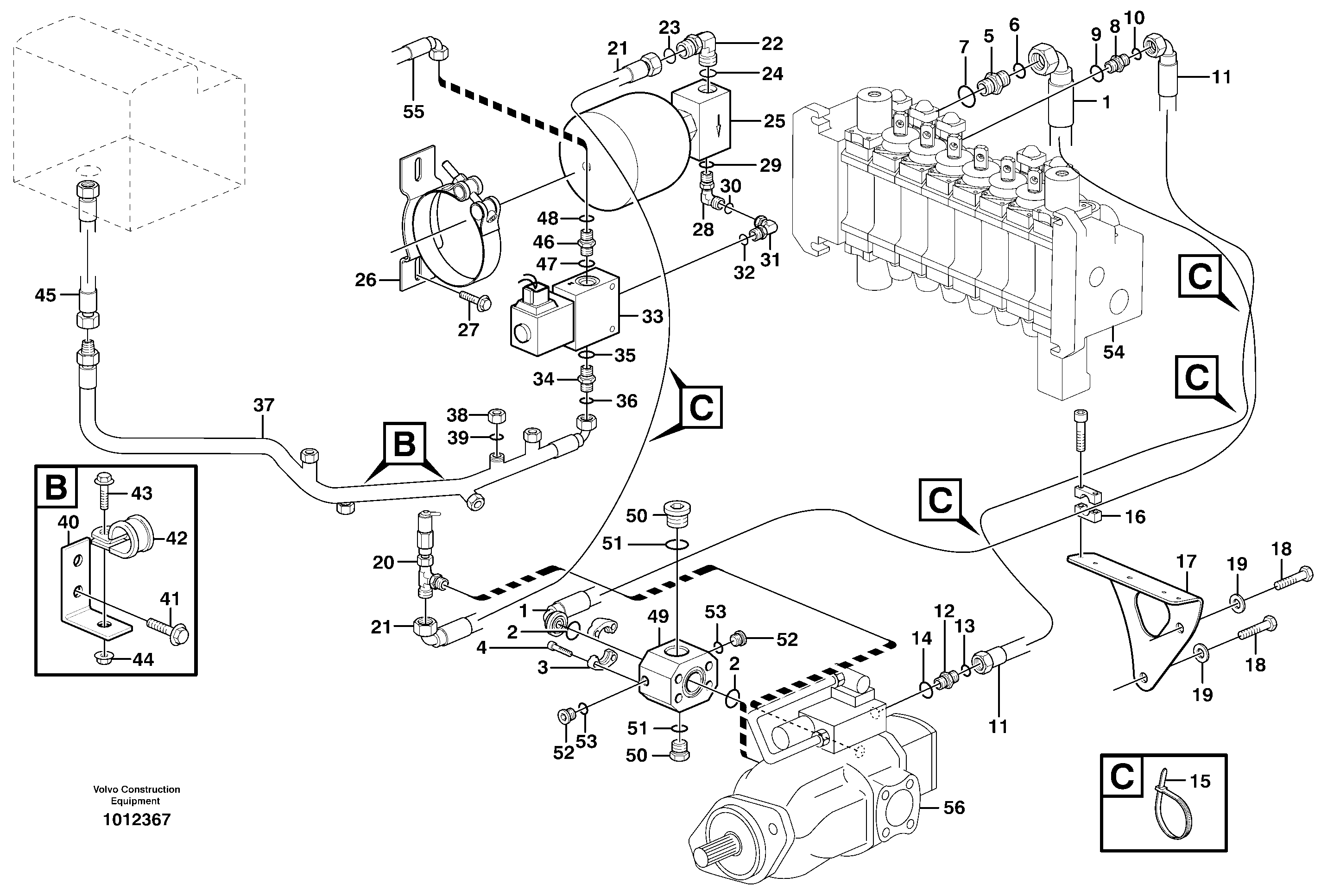 Схема запчастей Volvo BL70 - 95329 Hydraulic system, feed line BL70