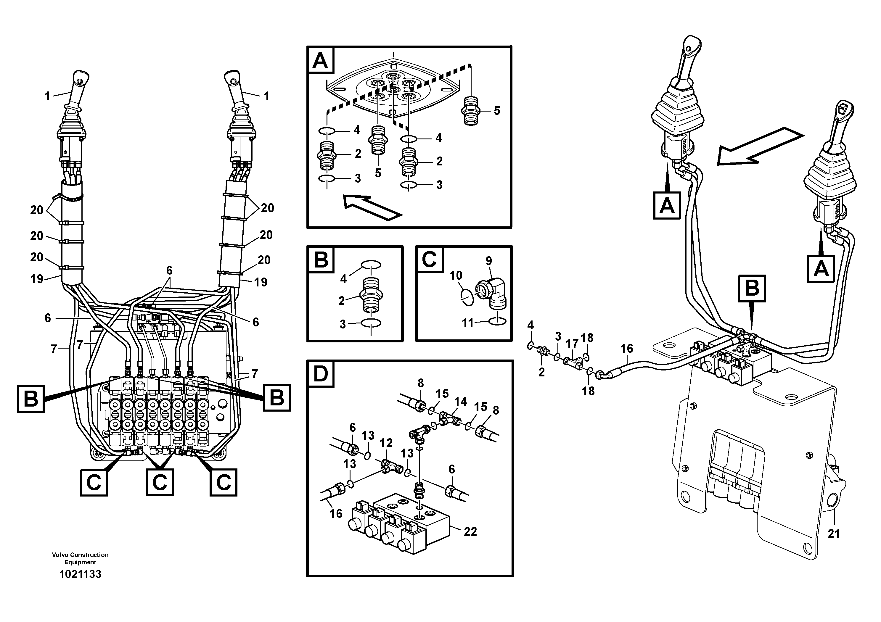 Схема запчастей Volvo BL70 - 61036 Excavator Controls ISO BL70