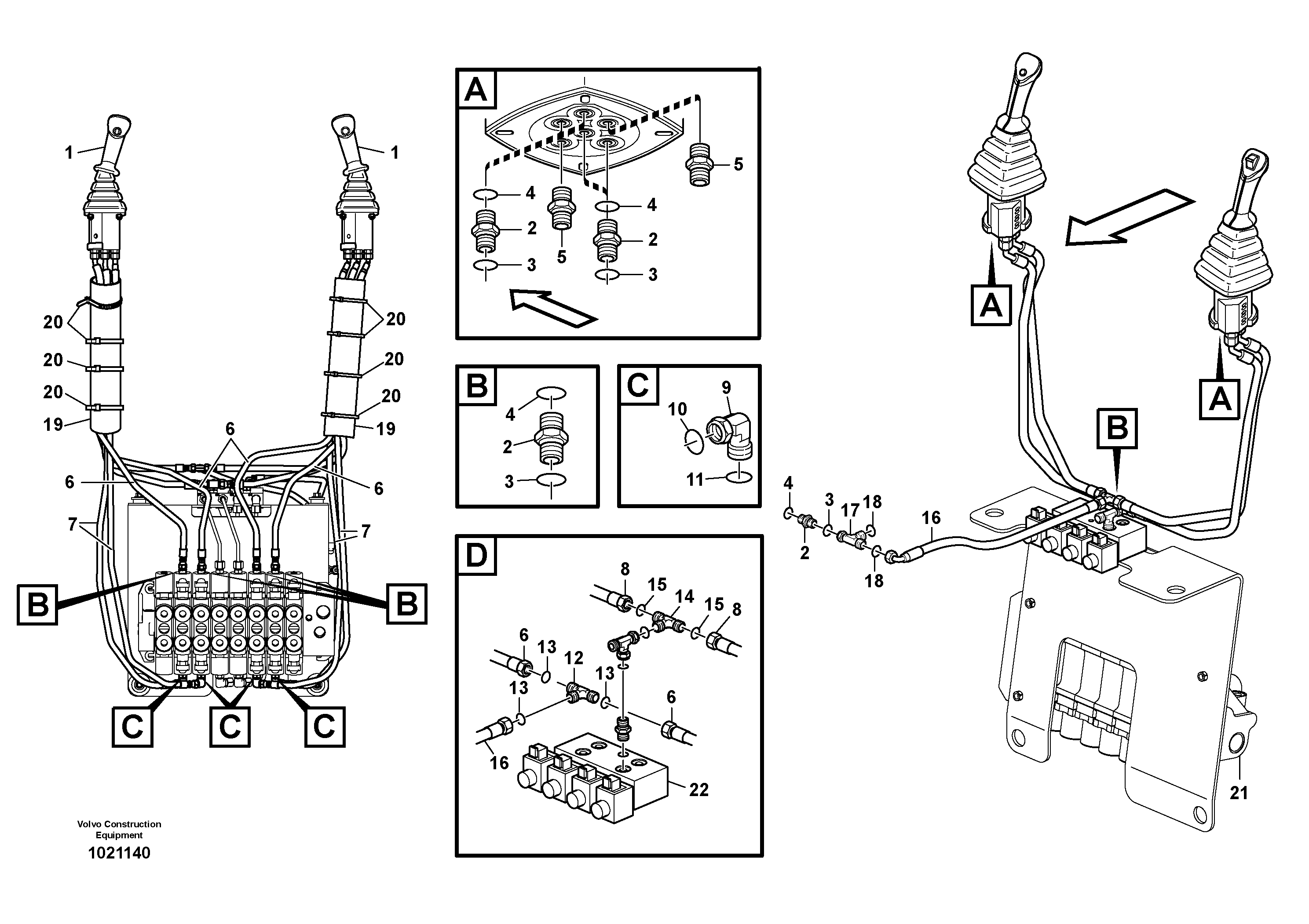 Схема запчастей Volvo BL70 - 61037 Excavator Controls SAE BL70