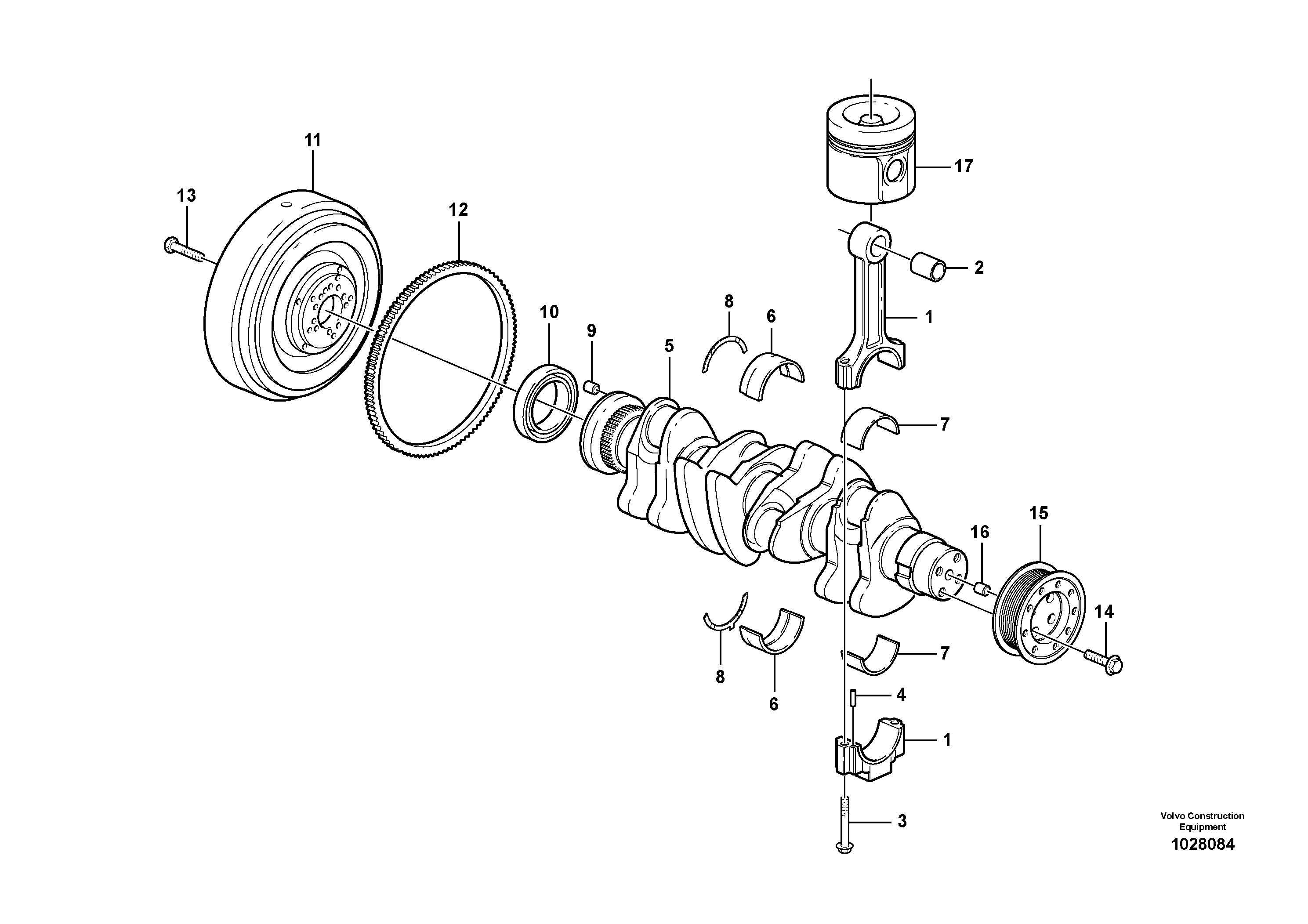 Схема запчастей Volvo BL70 - 39891 Crankshaft and related parts BL70