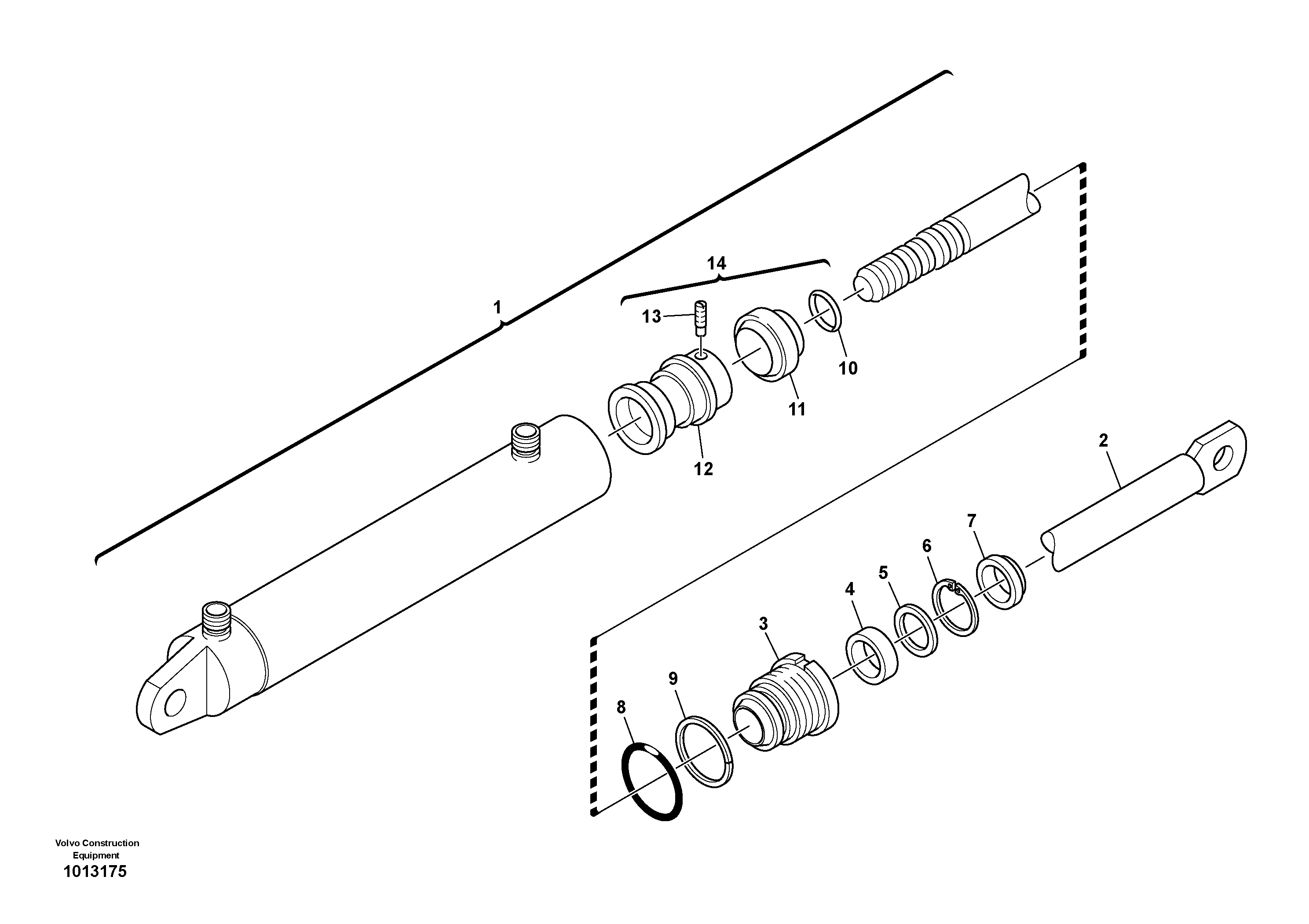 Схема запчастей Volvo BL70 - 41141 Hydraulic cylinder, quick attachment BL70