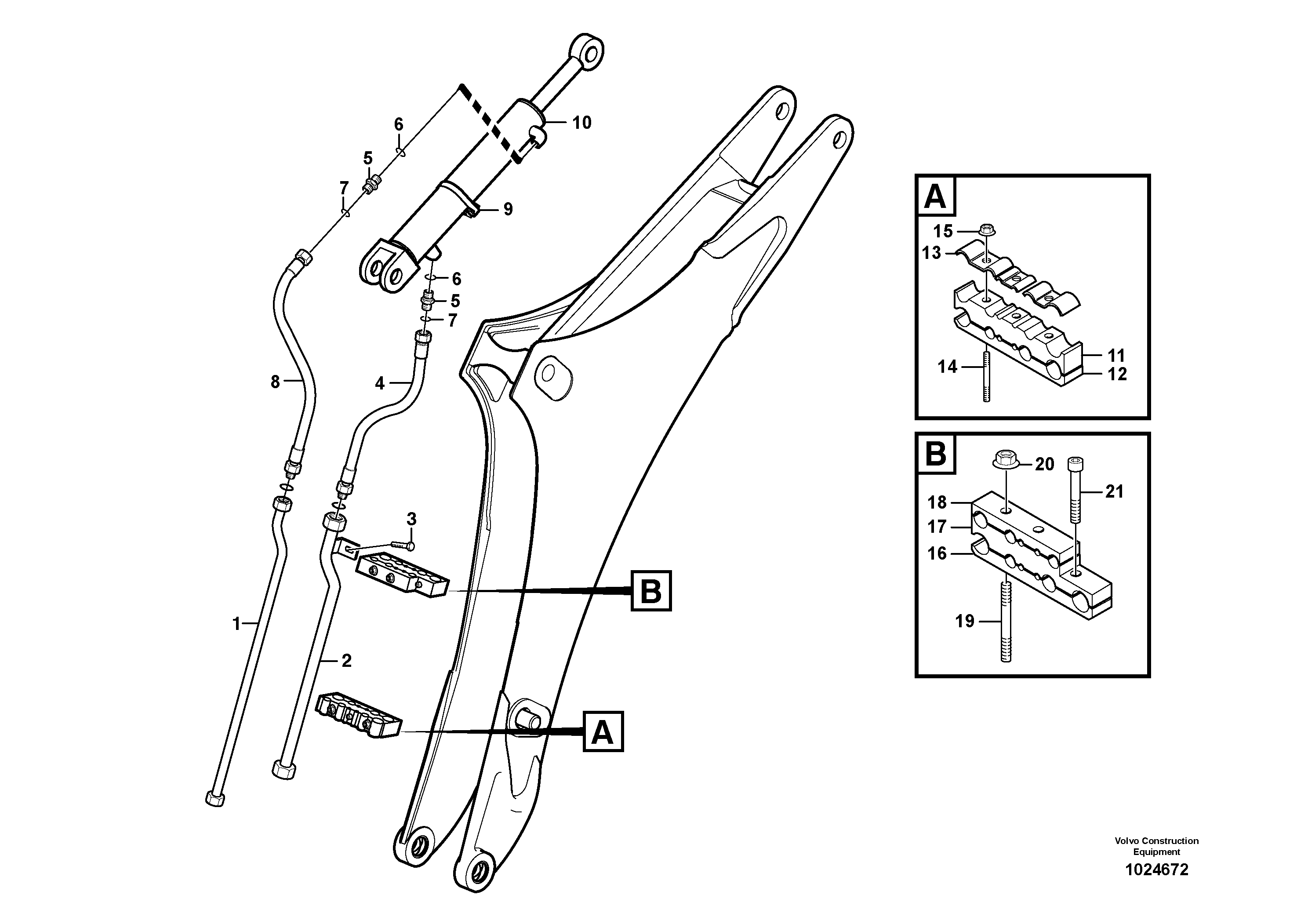 Схема запчастей Volvo BL70 - 37026 Hydraulic system dipper arm BL70 S/N 11489 -