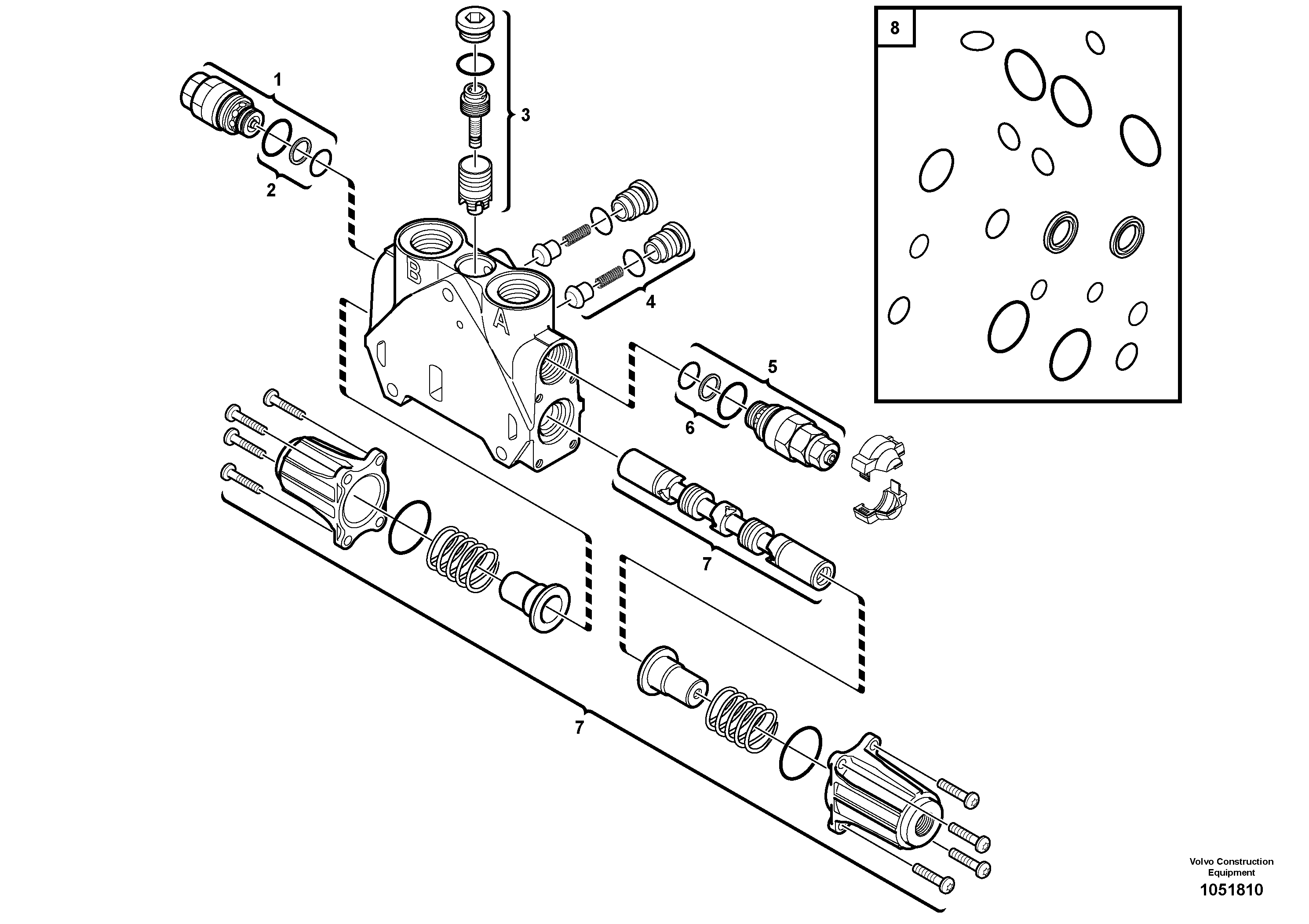 Схема запчастей Volvo BL70 - 94490 Valve section BL70 S/N 11489 -