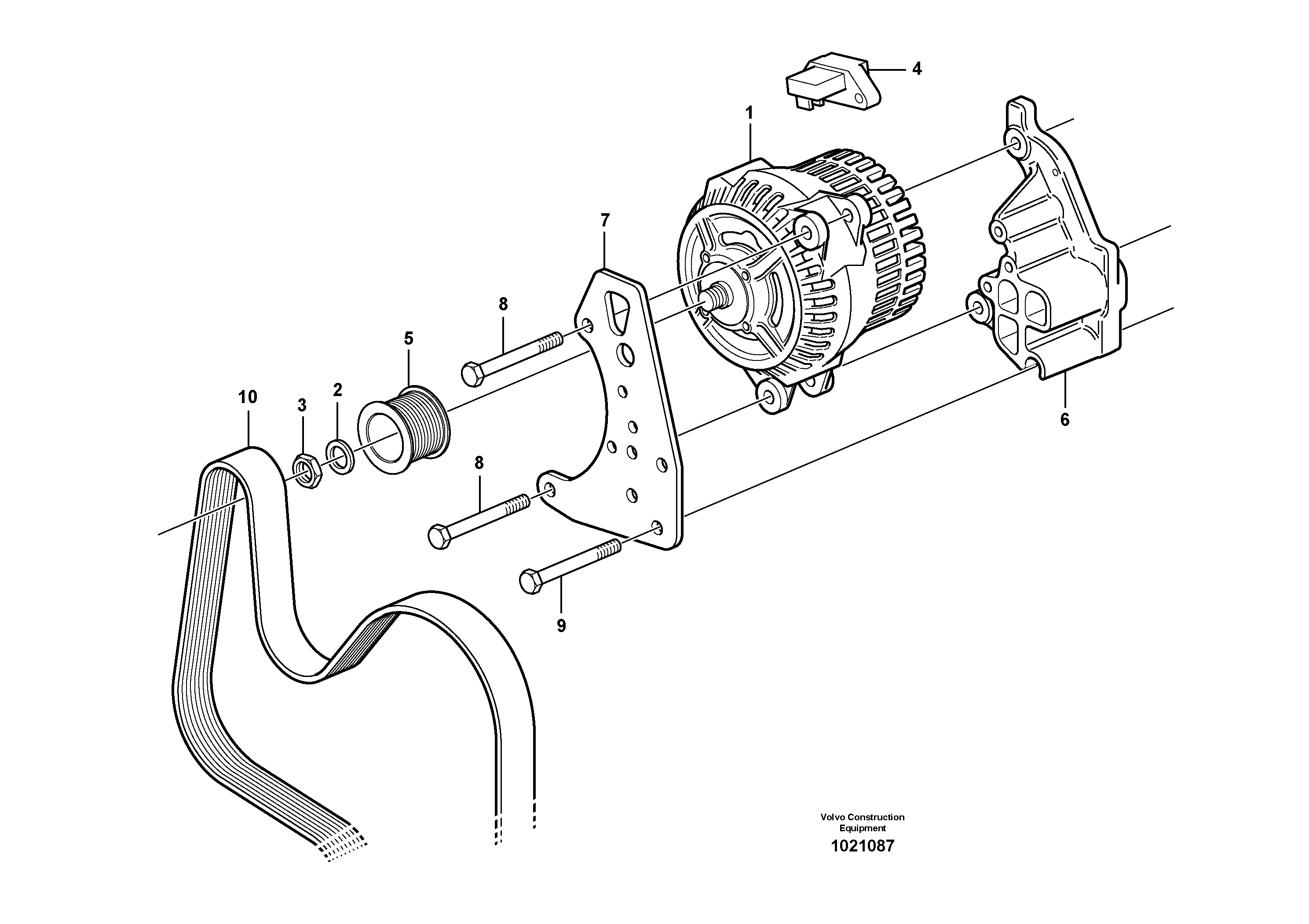 Схема запчастей Volvo BL70 - 40278 Alternator with assembling details BL70