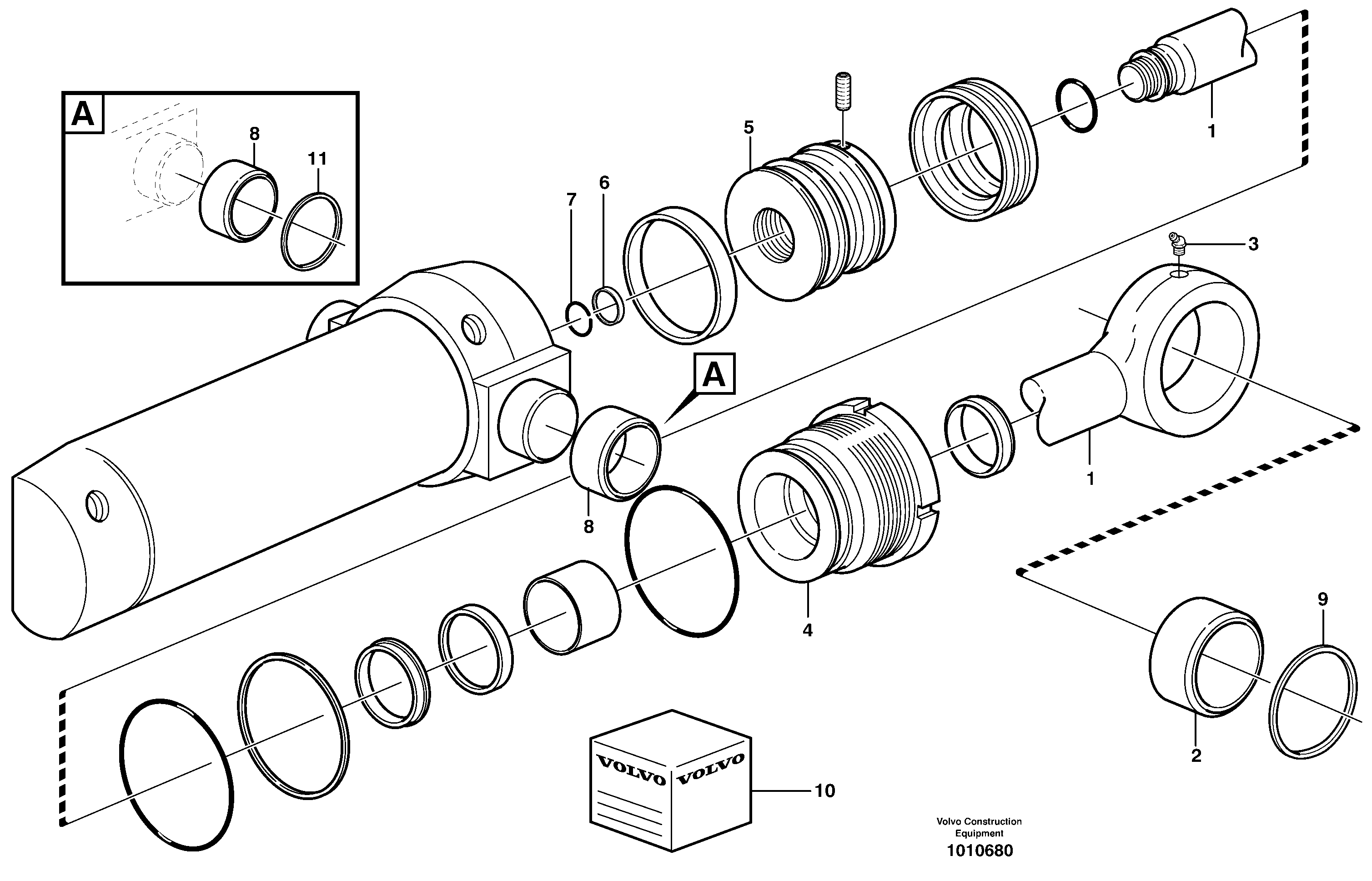 Схема запчастей Volvo BL70 - 13544 Цилиндр поворота BL70