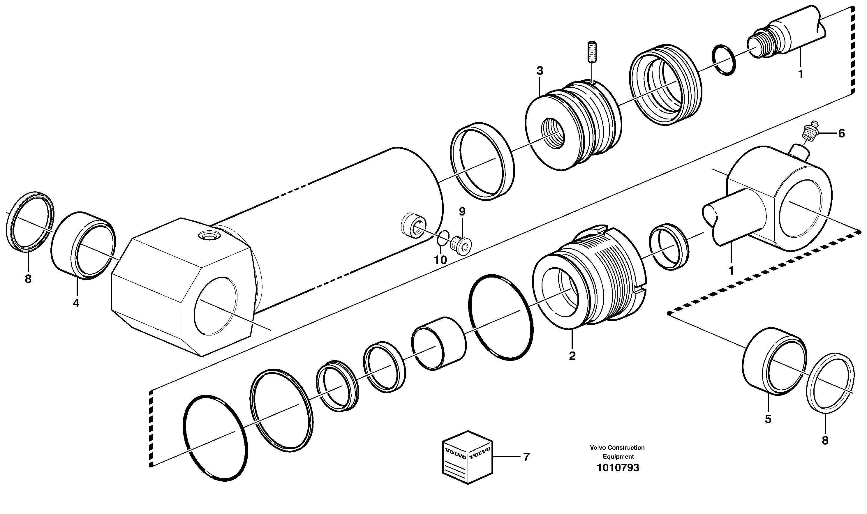 Схема запчастей Volvo BL70 - 14135 Stabiliser cylinder BL70